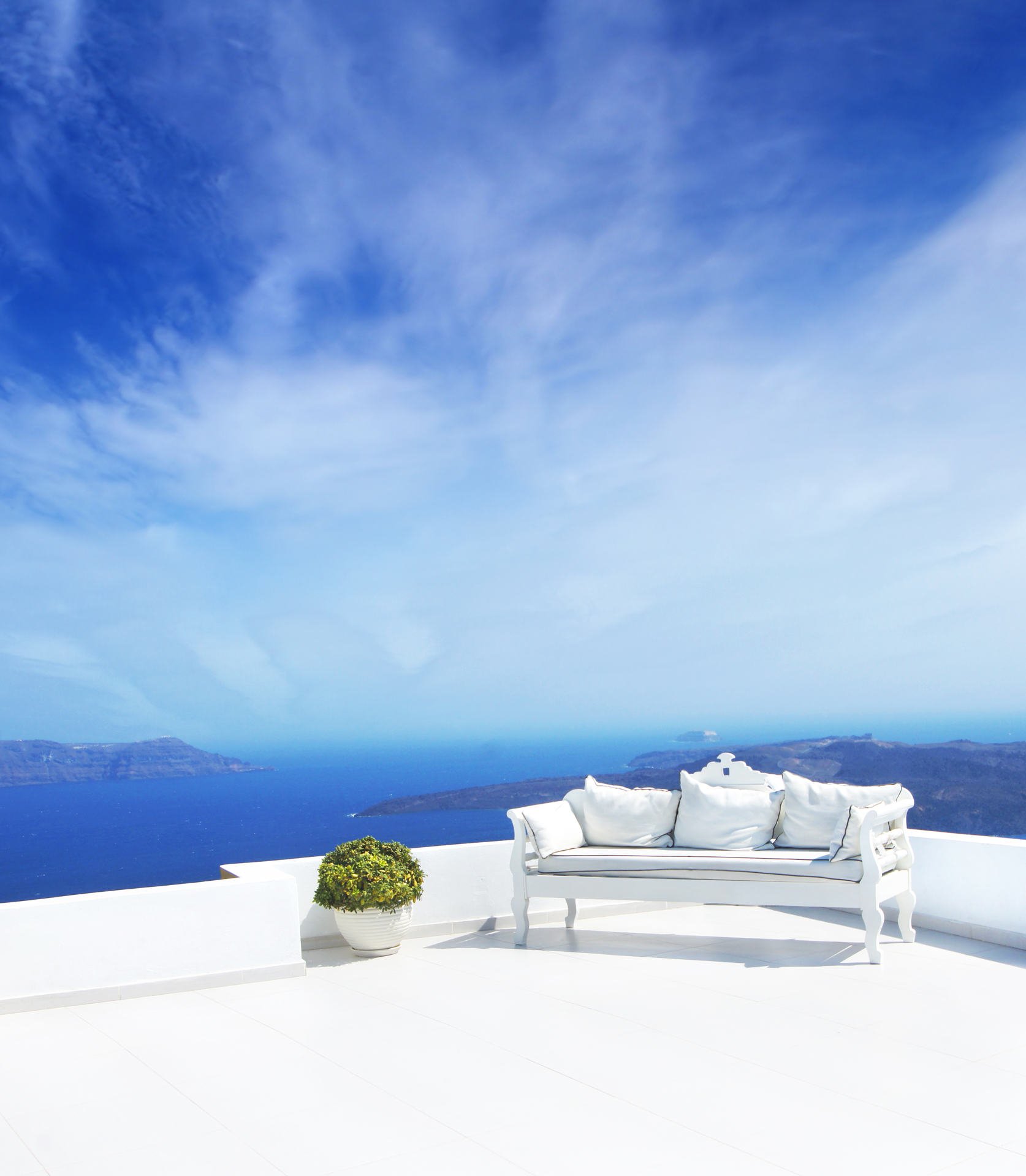 Luxury sofa and the beautiful sky