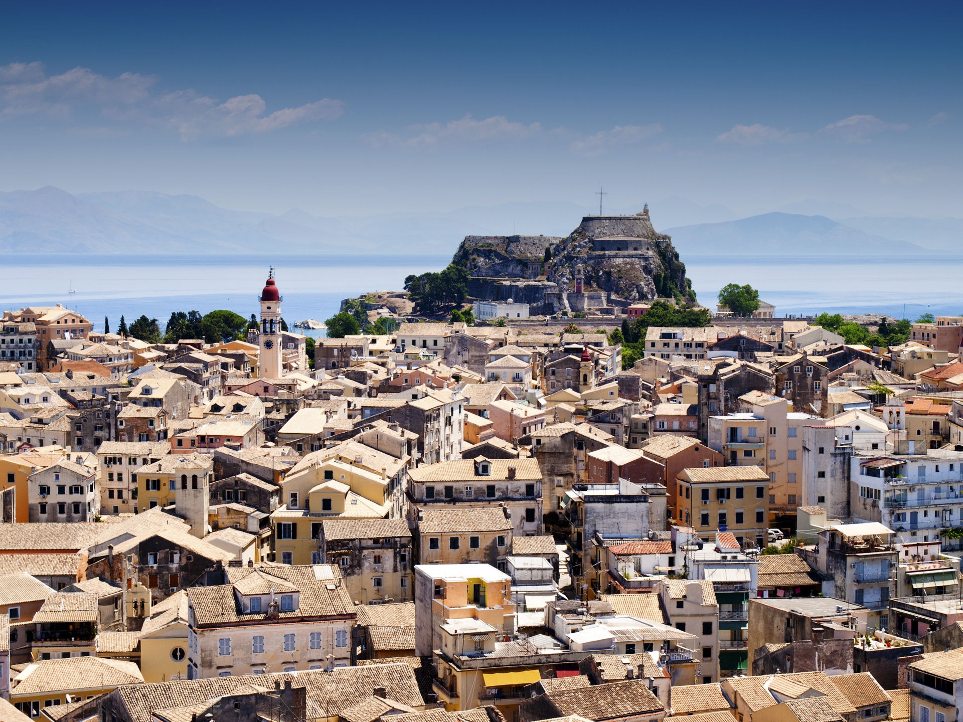 Aerial view of Corfu city 