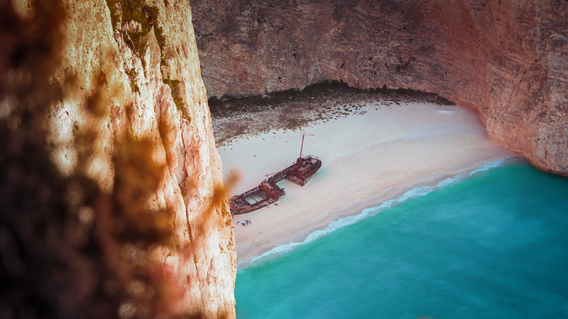 A bird's eye view of Navagio beach
