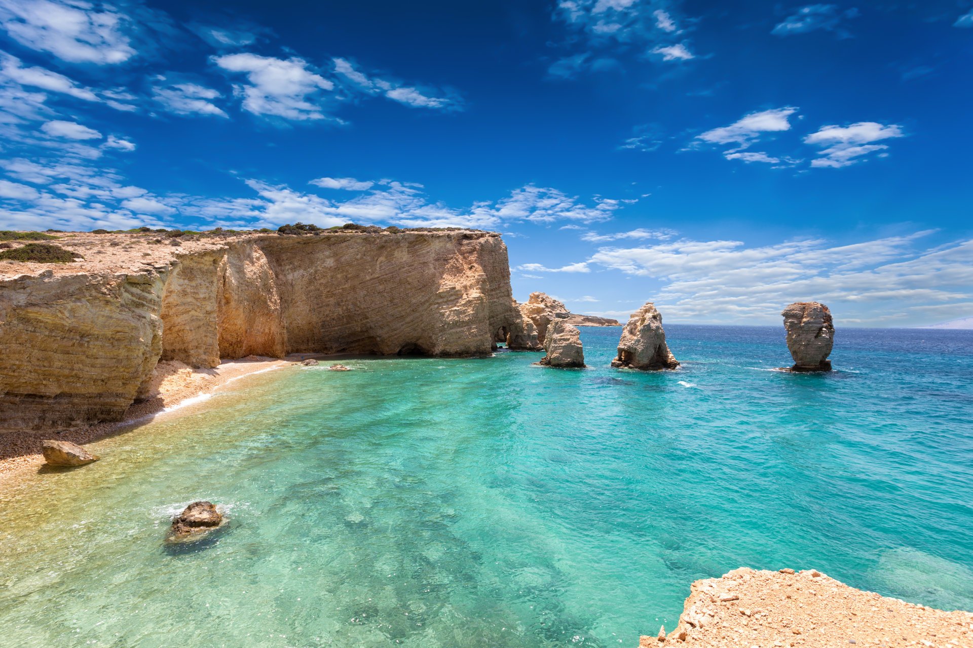 Emerald waters on the Island of Kato Koufonisi, Little Cyclades cluster