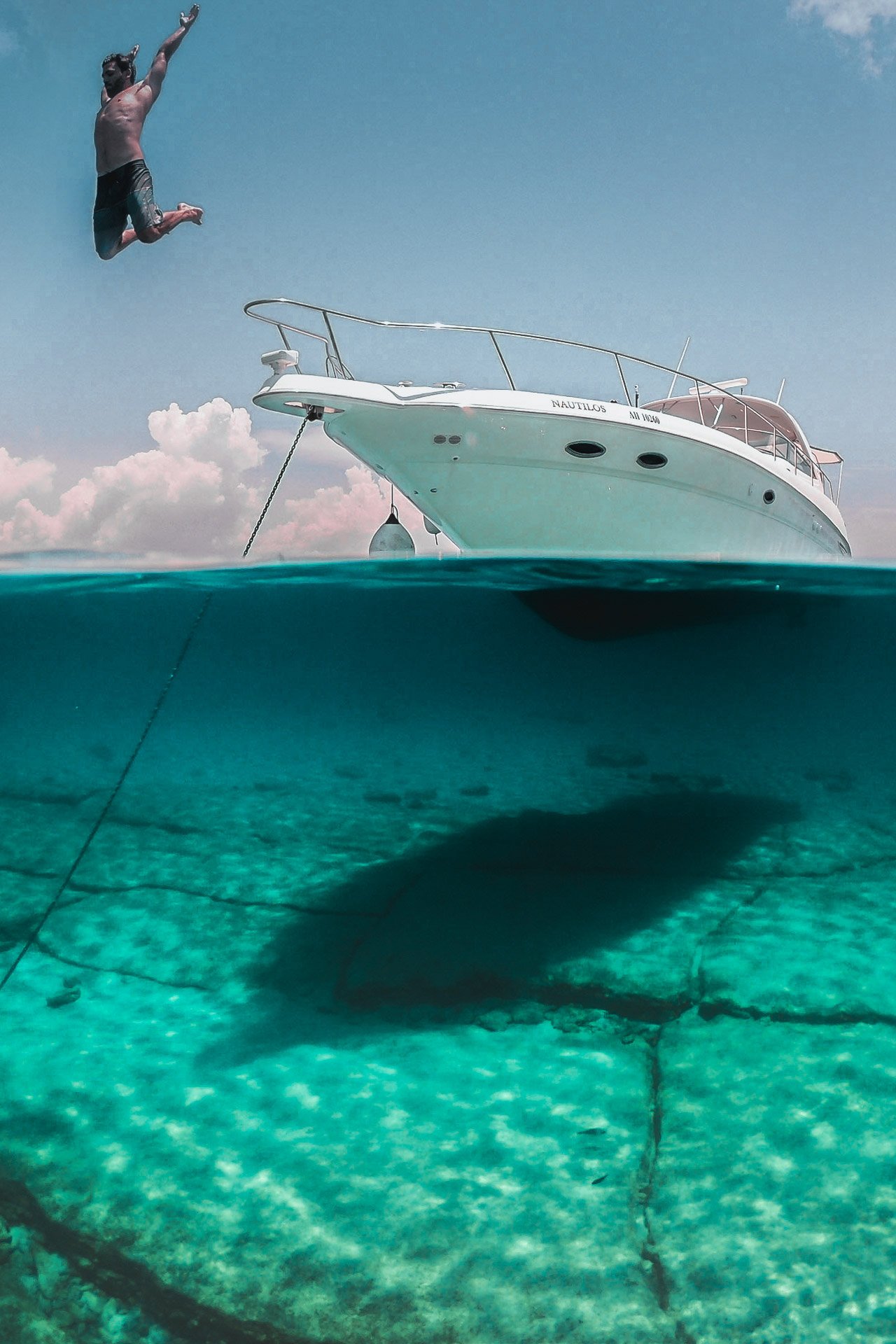 Jump from the boat right in to the crystal clear water of Chrissi island