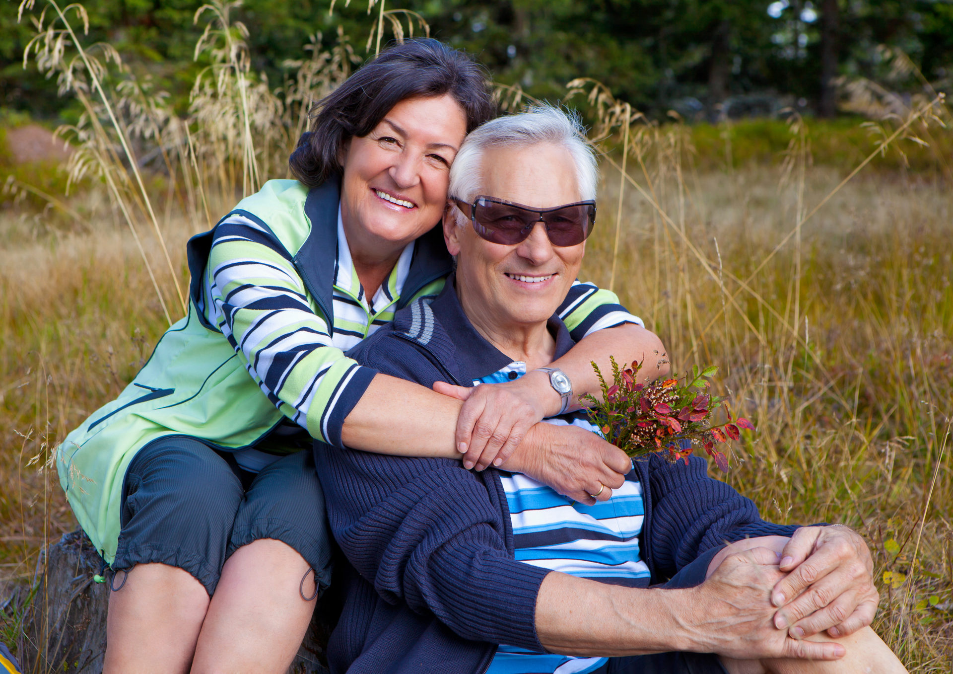 Senior couple hiking in the nature 