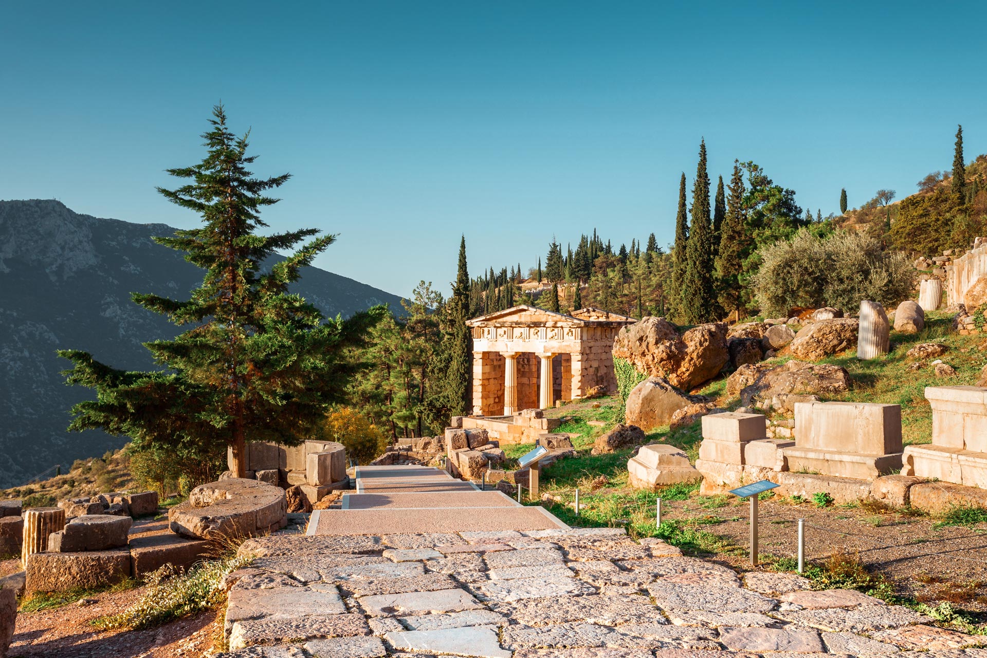 The Athenian Treasury is one of the most impressive buildings on the site