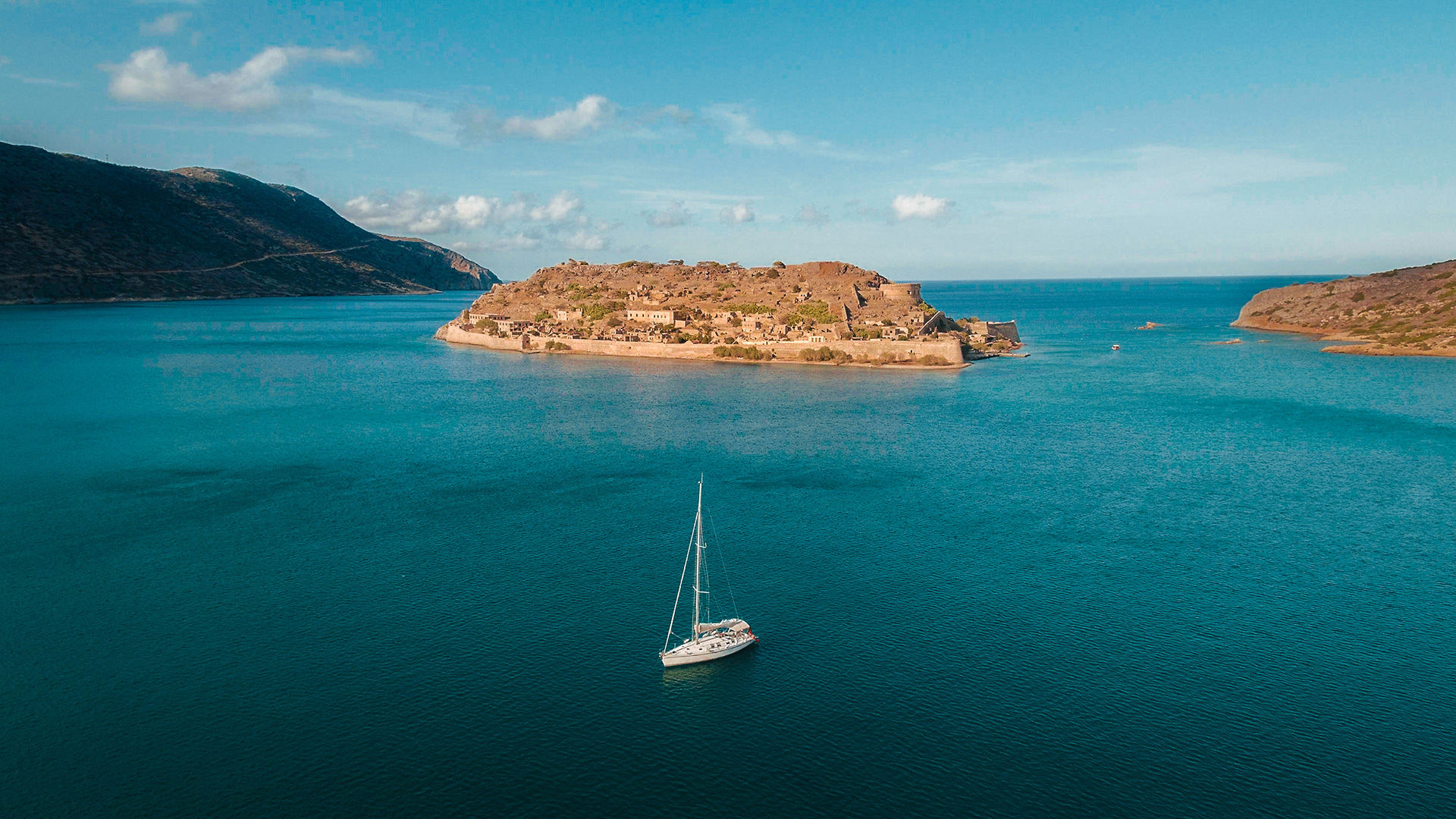 Aerial view of Spinalonga in Crete