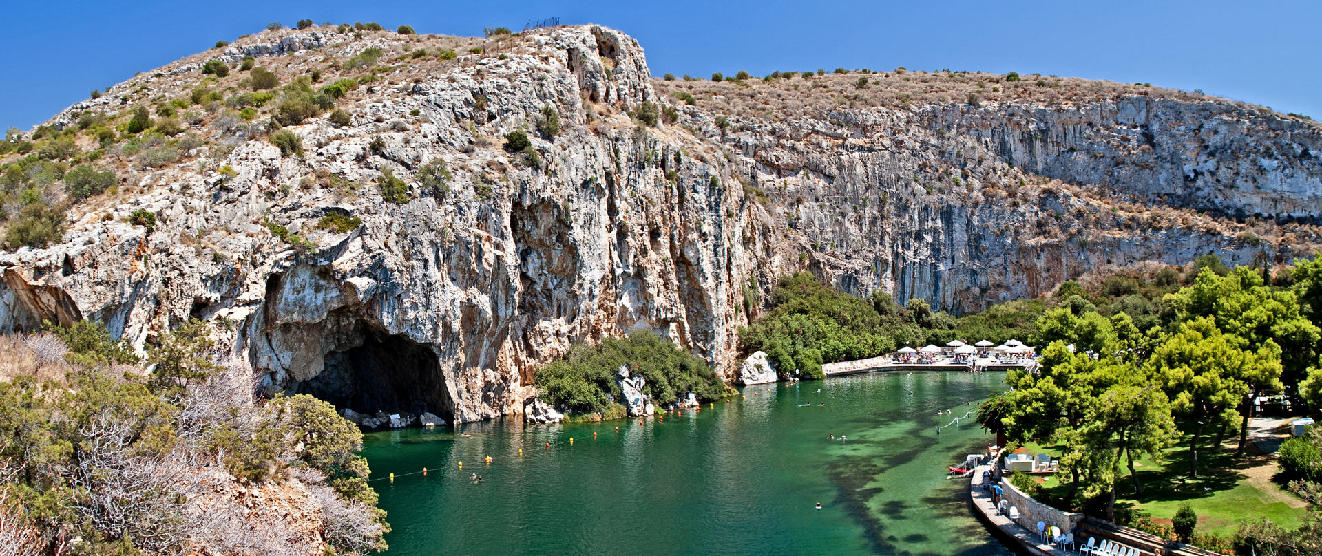Vouliagmeni, Thermal Radonic Mineral Water Lake near Athens, Greece. 