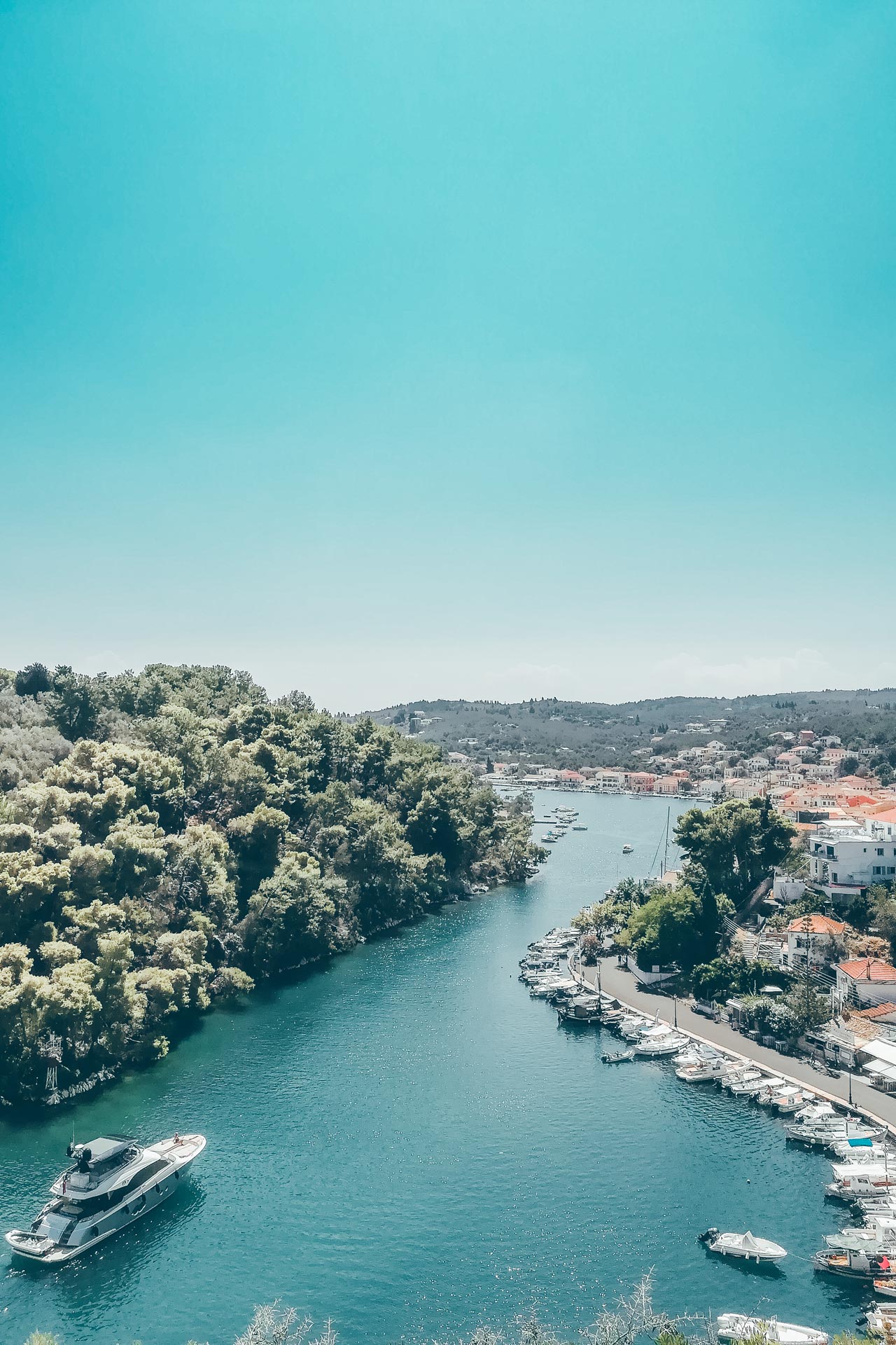 Gaios' coastal road overlooks colourful fishing boats and overflows with cafes and tavernas