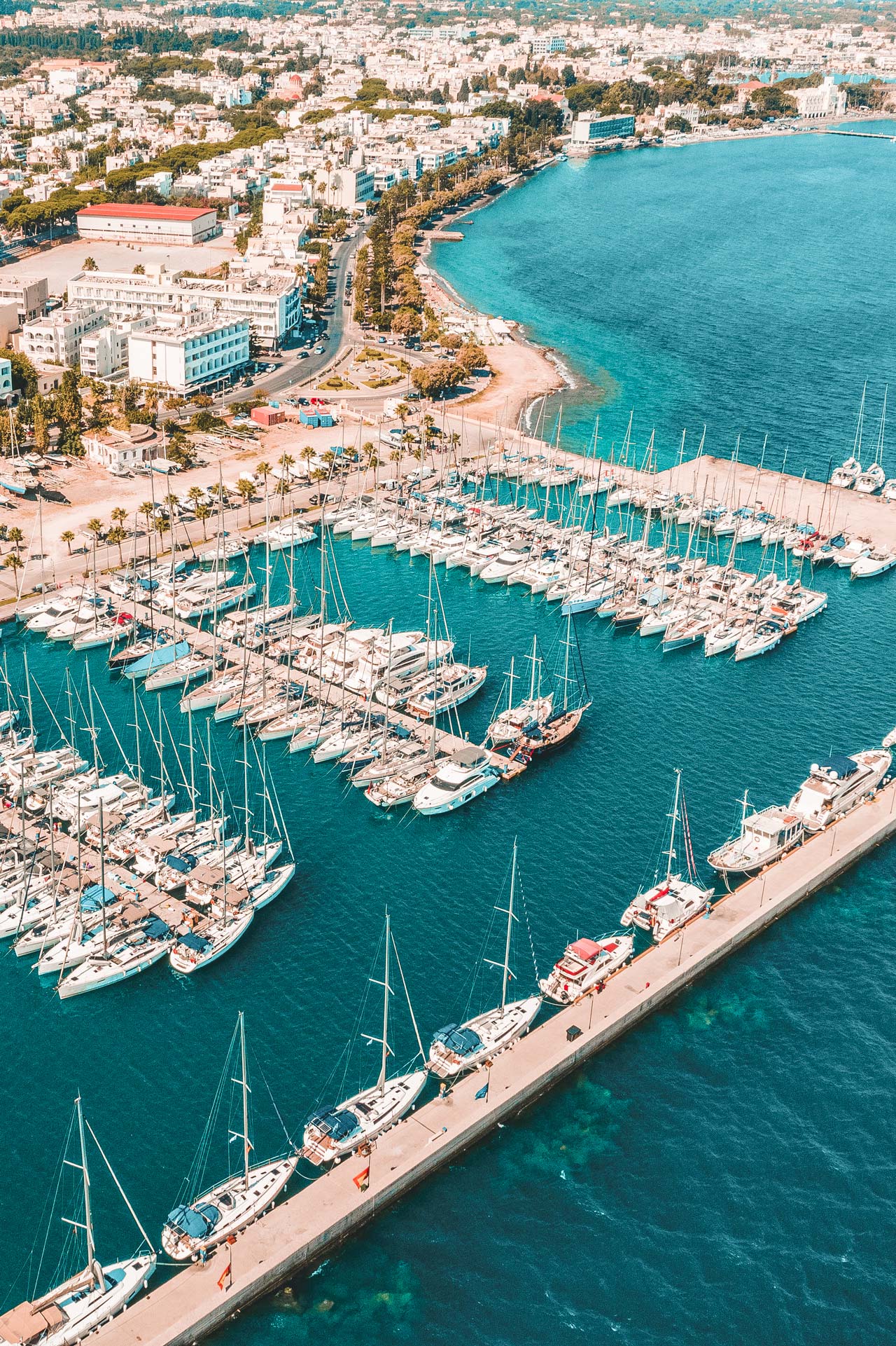 If you’re visiting Kos on a sailing boat, you can base yourself at the modern marina at the eastern edge of the town-its facilities are excellent