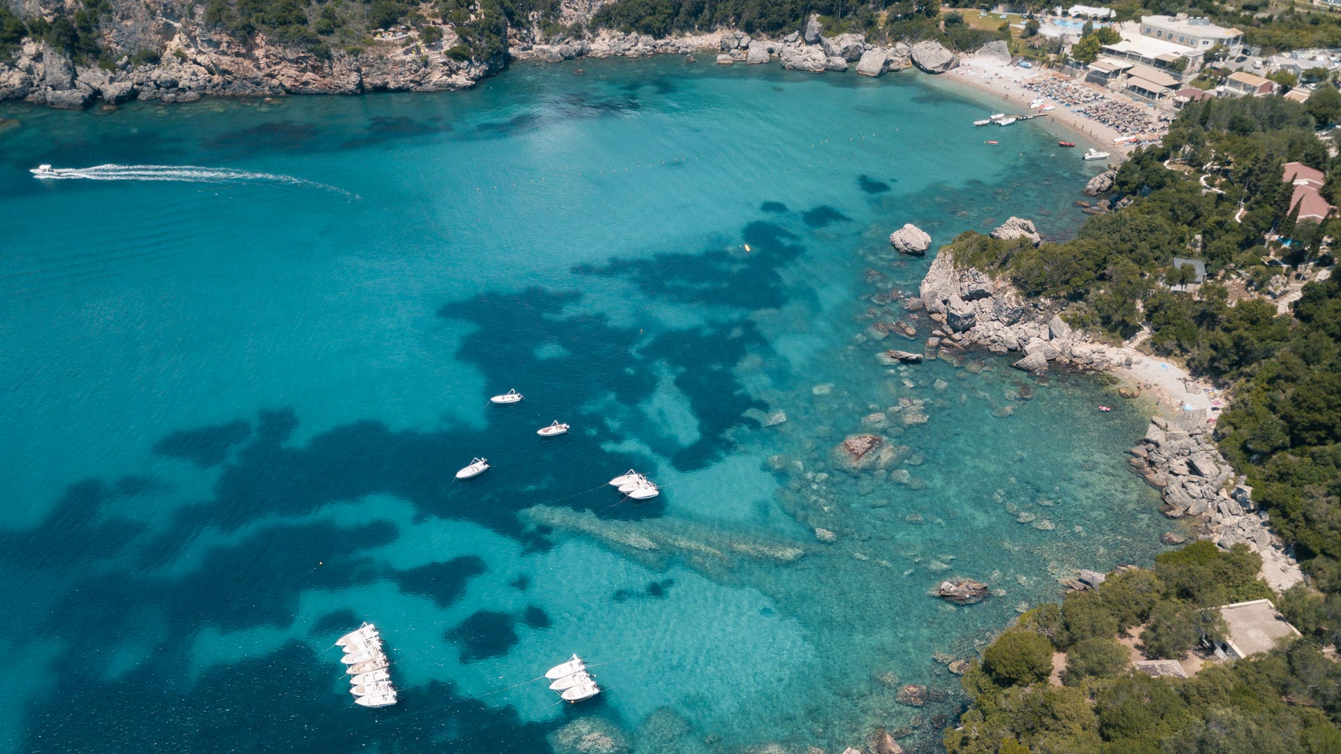 Liapades, is a smooth-pebbled strip of land between two rocks, giving views of the sea in front and behind you