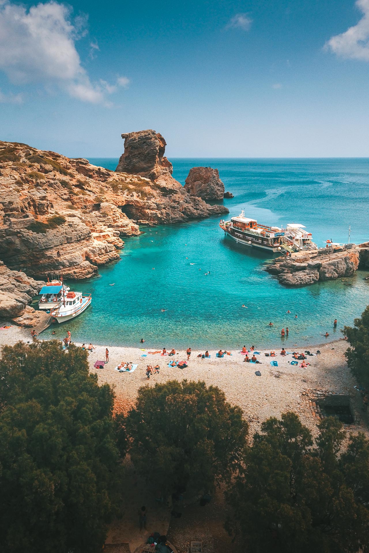 Palatia beach is where you’ll spend most of your day and where the hike through the gorge begins, if you're into it-Saria island