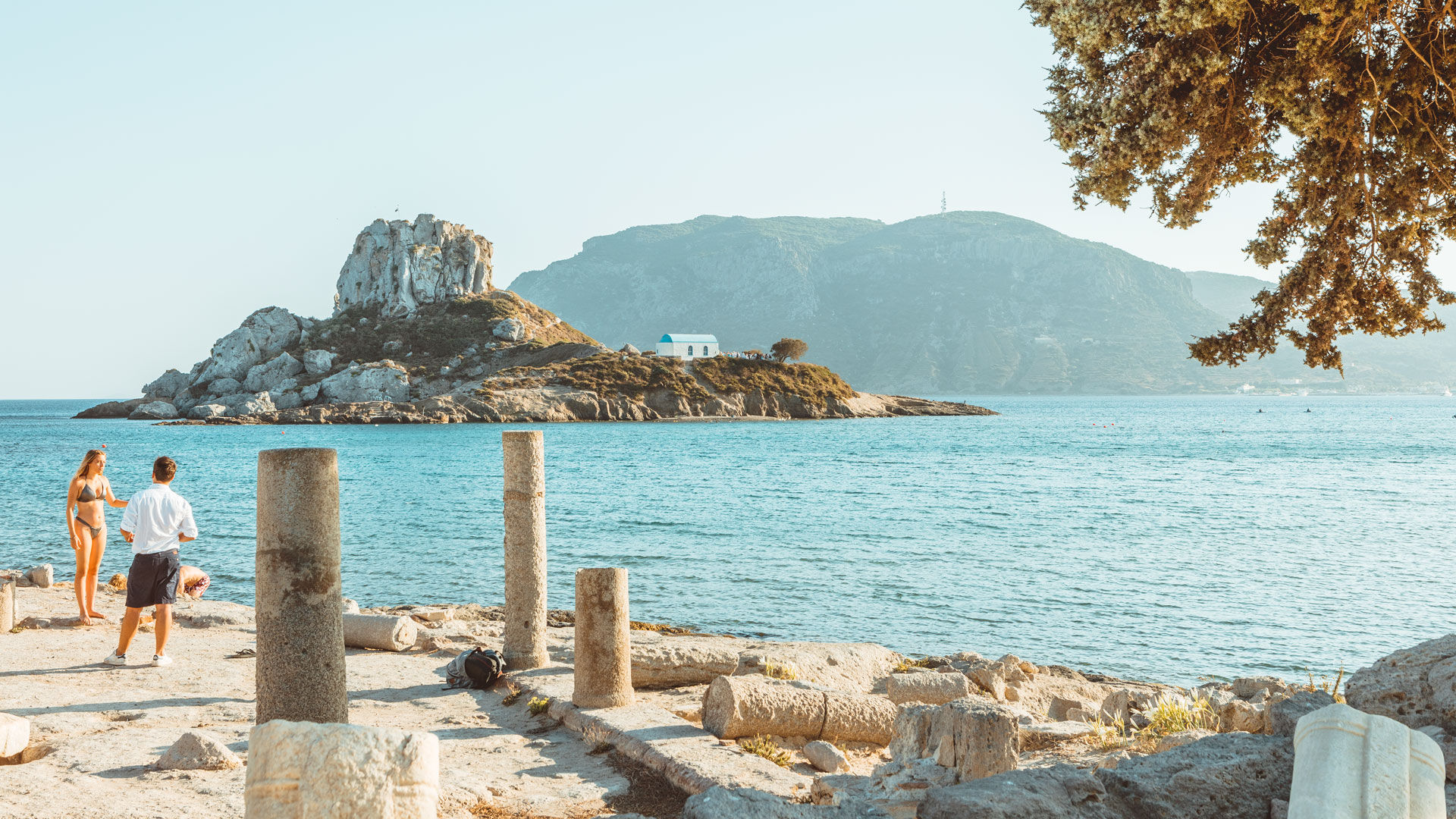 Sun, sea and culture at Agios Stefanos beach on Kos