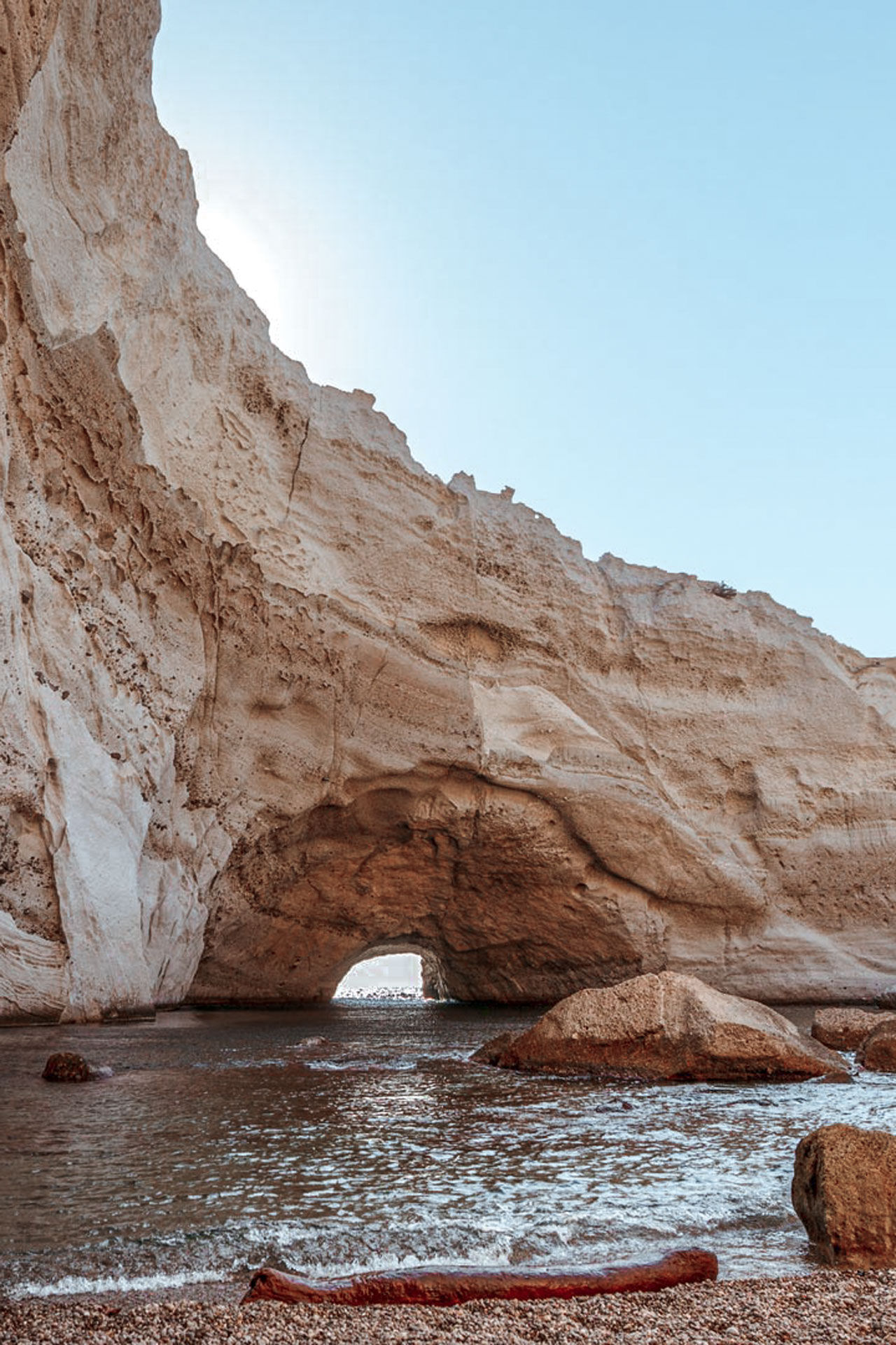 Sykia Beach or Sykia Cave in Milos island, is accessible only by the sea