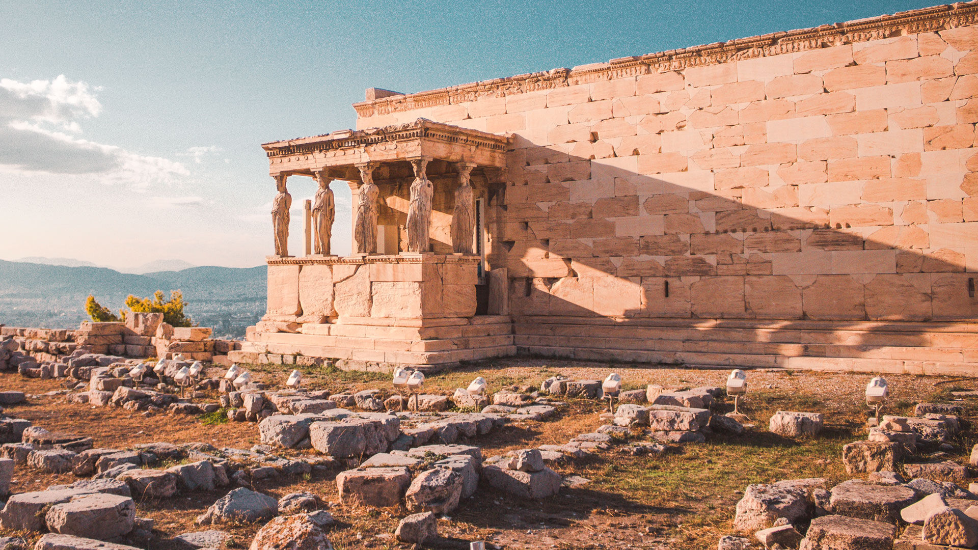 The Erechtheion, a temple dedicated to both Athena and Poseidon