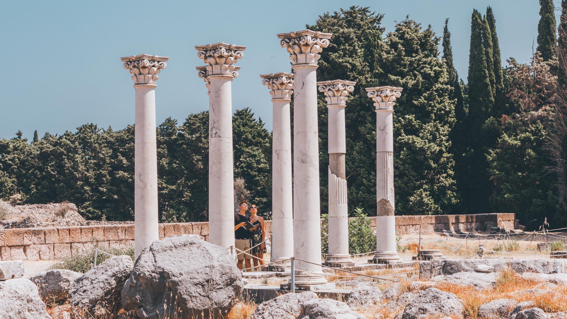The seven columns of the Temple of Apollo (father of Asclepius)