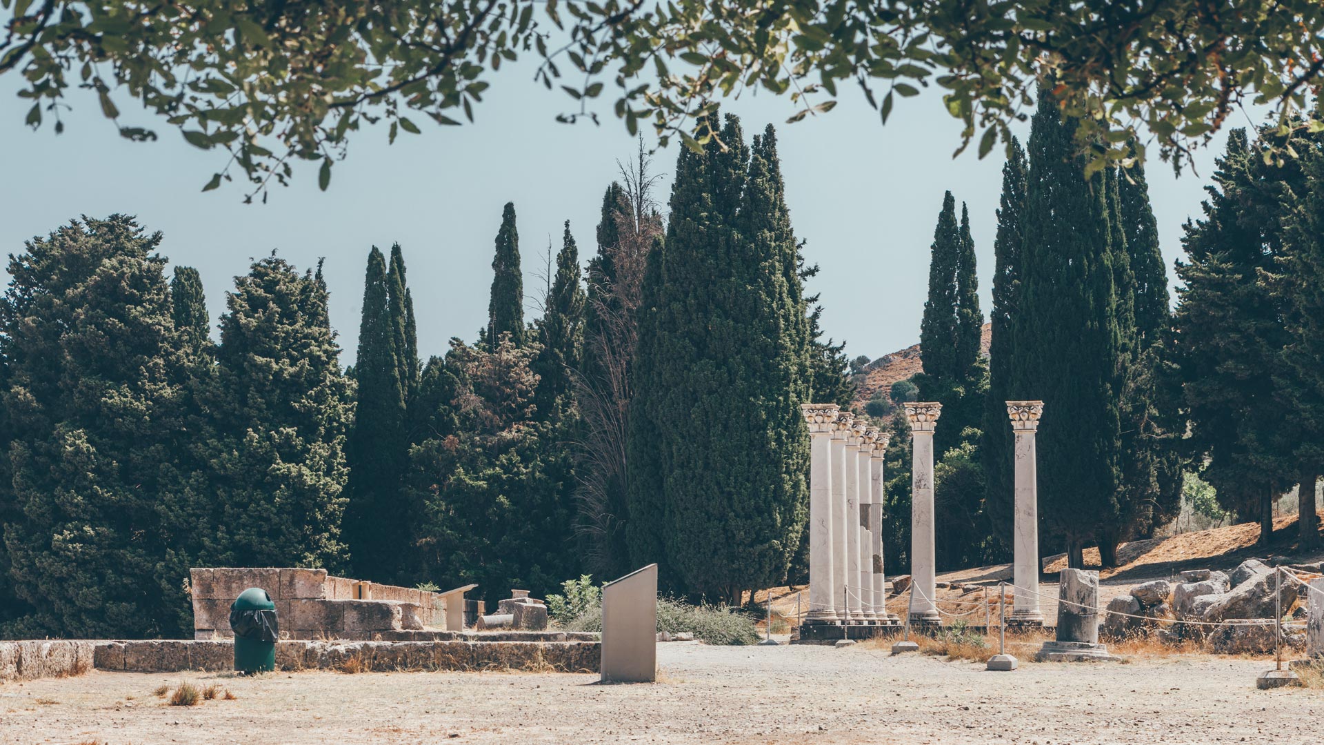 The seven columns of the Temple of Apollo (father of Asclepius) have been restored to help bring the site back to life