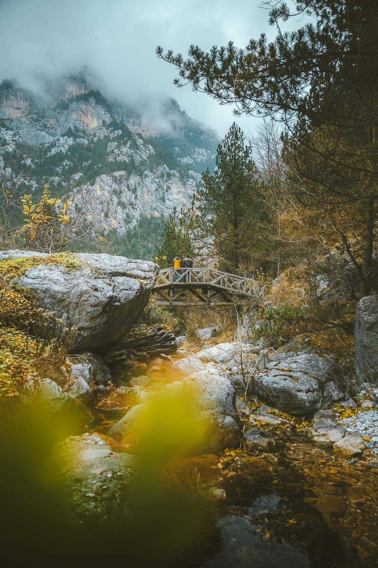 Wooden bridges criss-cross the 10km Epineas path along the densely-forested valley