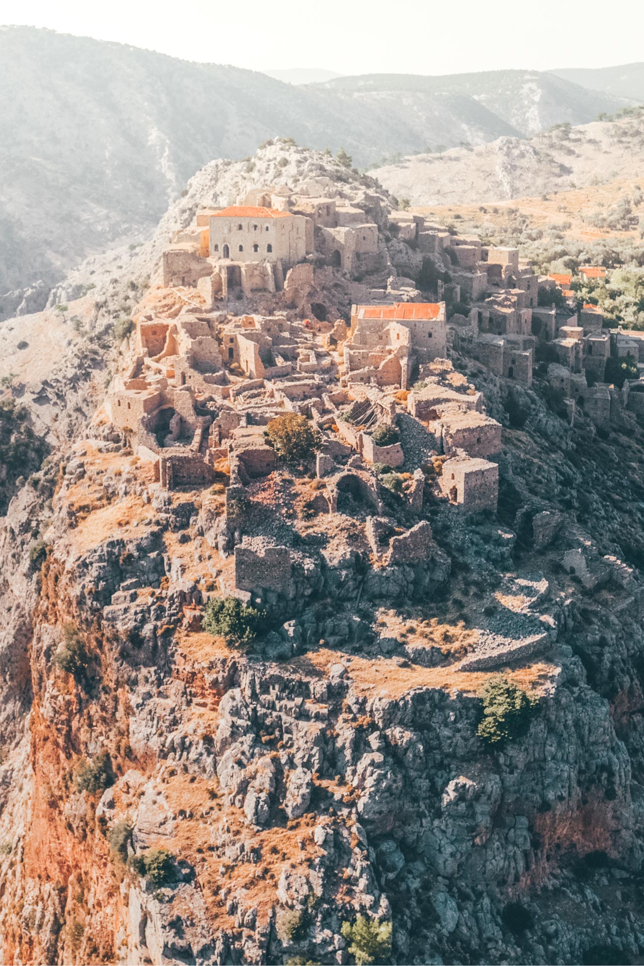 Head to the uninhabited village of Anavatos, set apart from the mastic villages on a steep hill