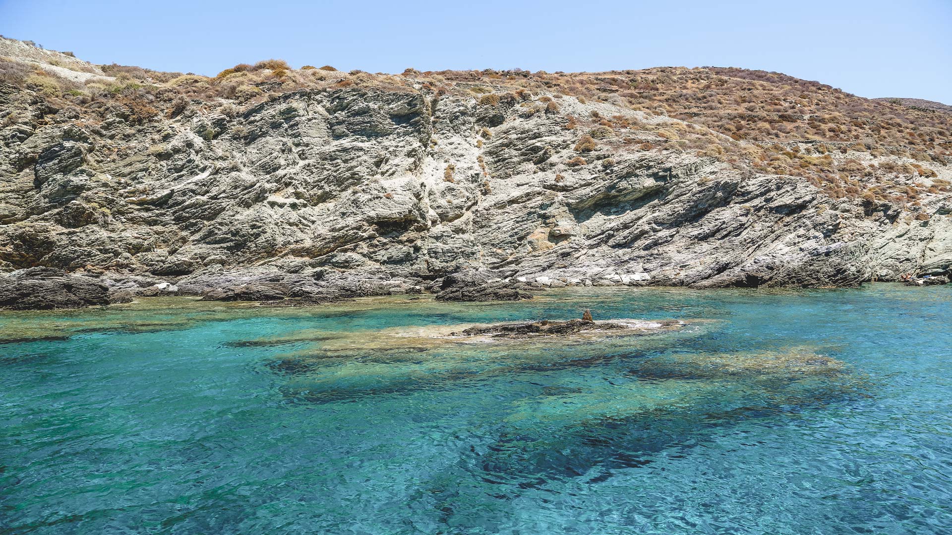 Livadaki beach, just 15  mins north of Aspropounta Lighthouse