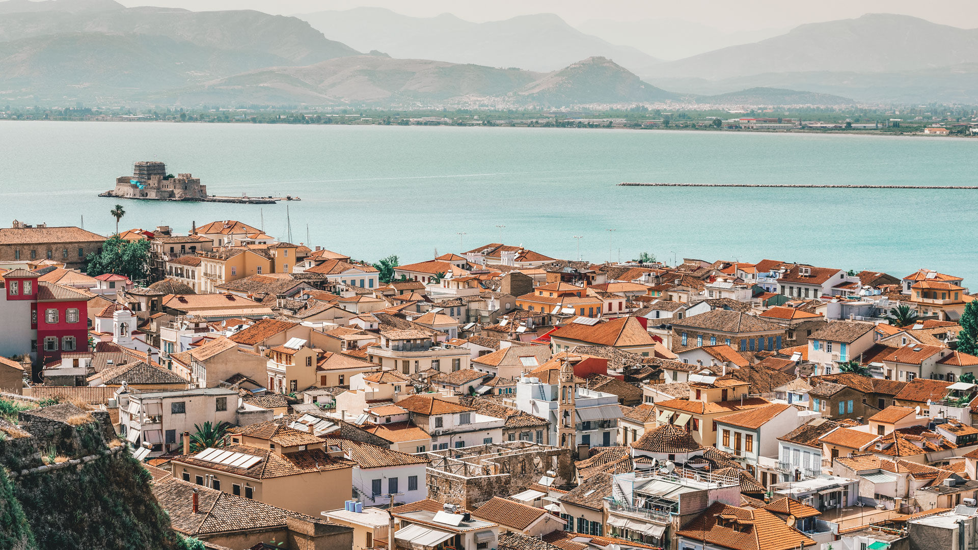 Nafplion town as seen from Palamidi Castle