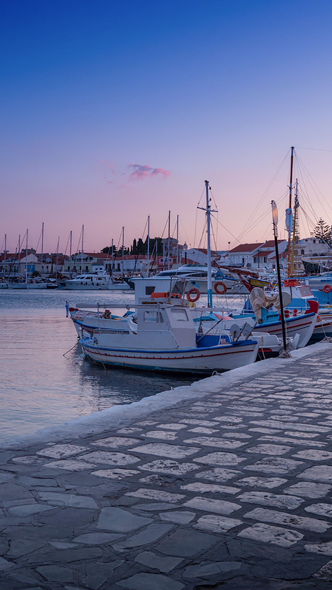 View of fishing boats in Pythagoreio