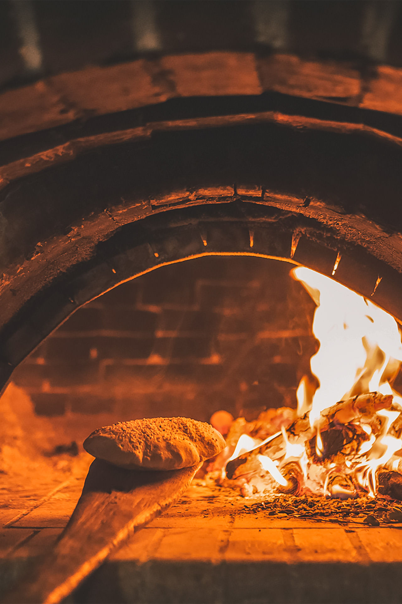 Taste bread baked in wood-fired oven