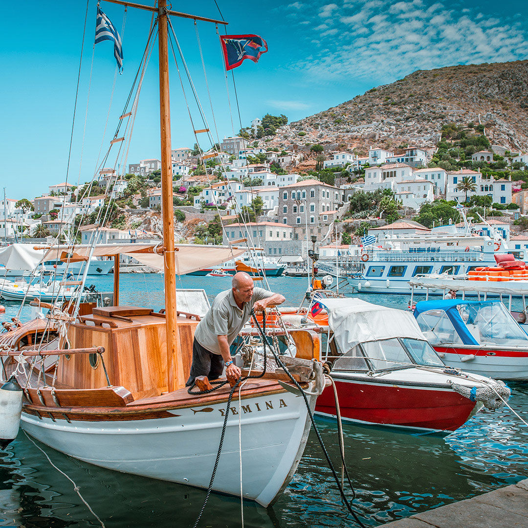 Fisherman in Hydra's port