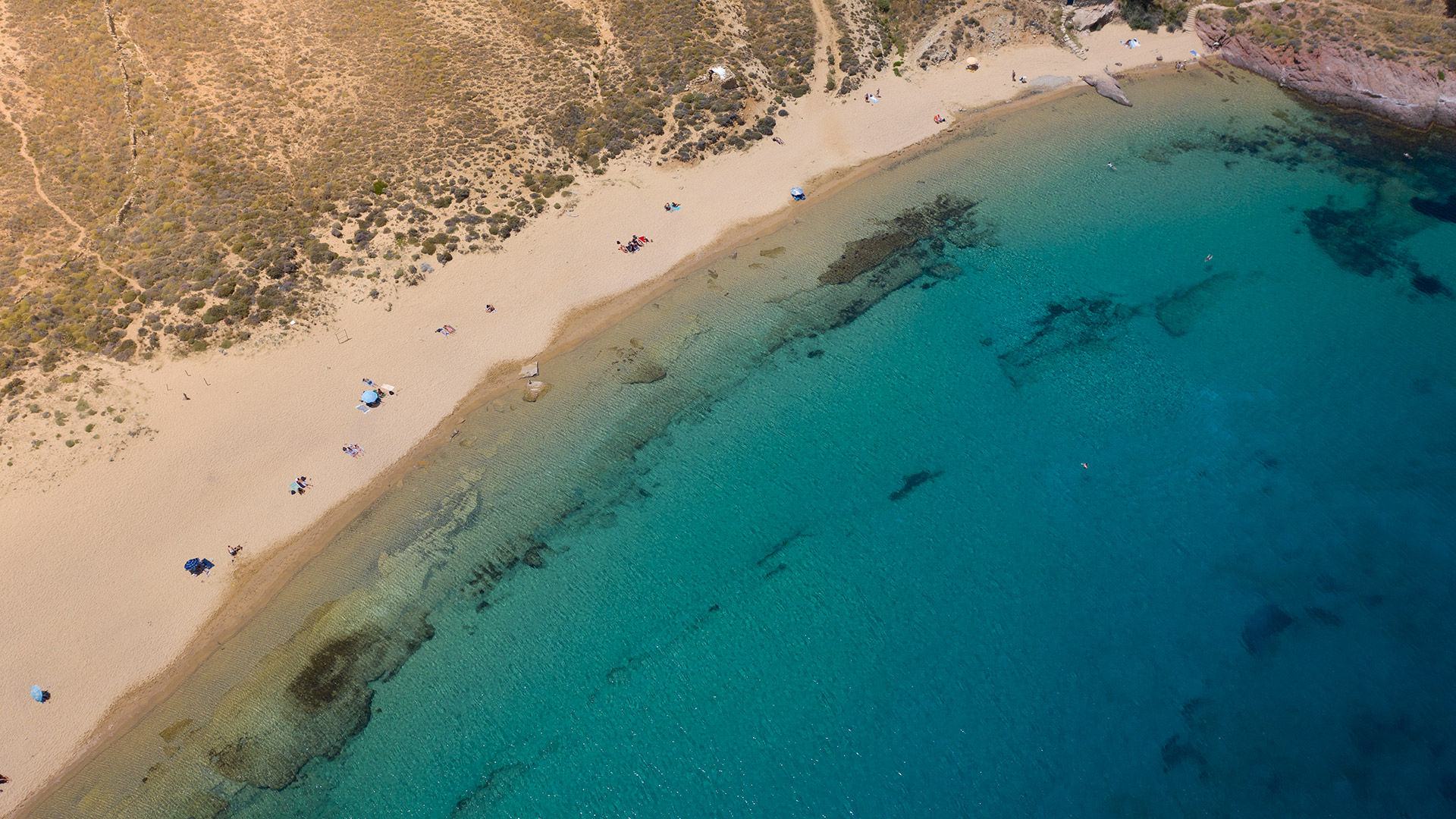 Agios Sostis beach in Mykonos.