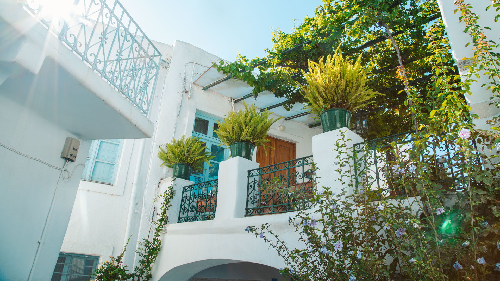 Paroikia's lovely settlement with whiteswashed houses and balconies