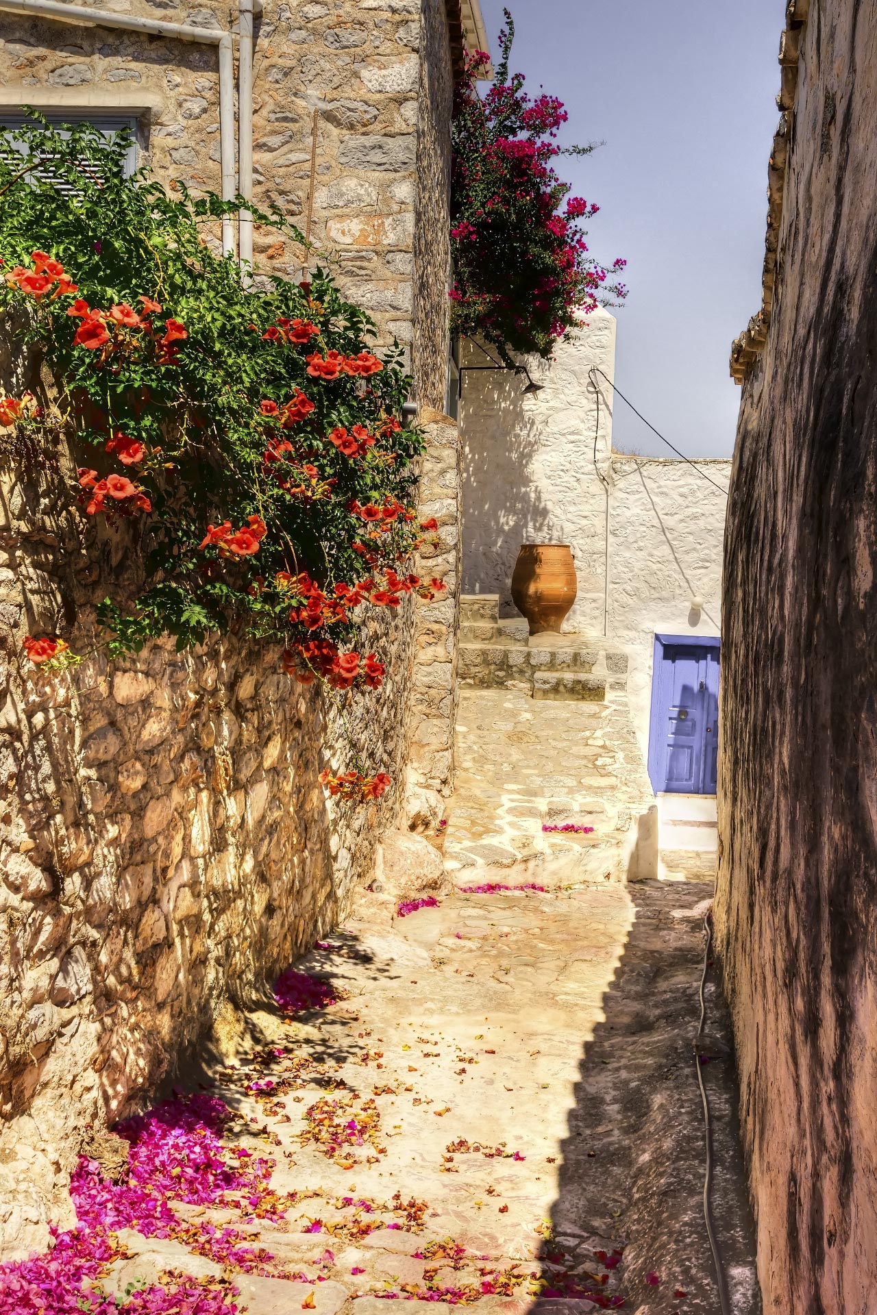 Picturesque alley on Hydra island