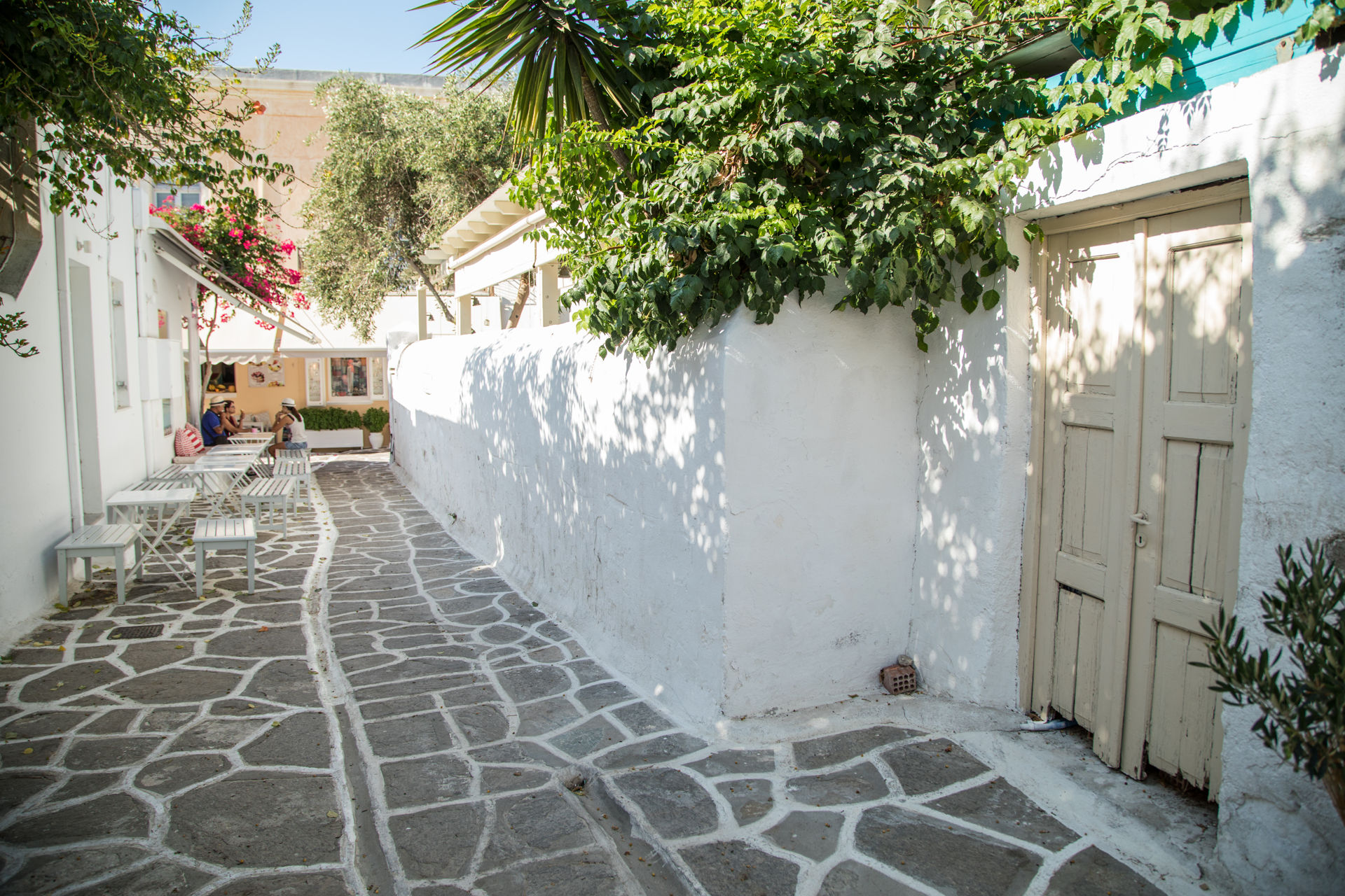 The cobblestoned alleyways and the scent of jasmine in Parikia