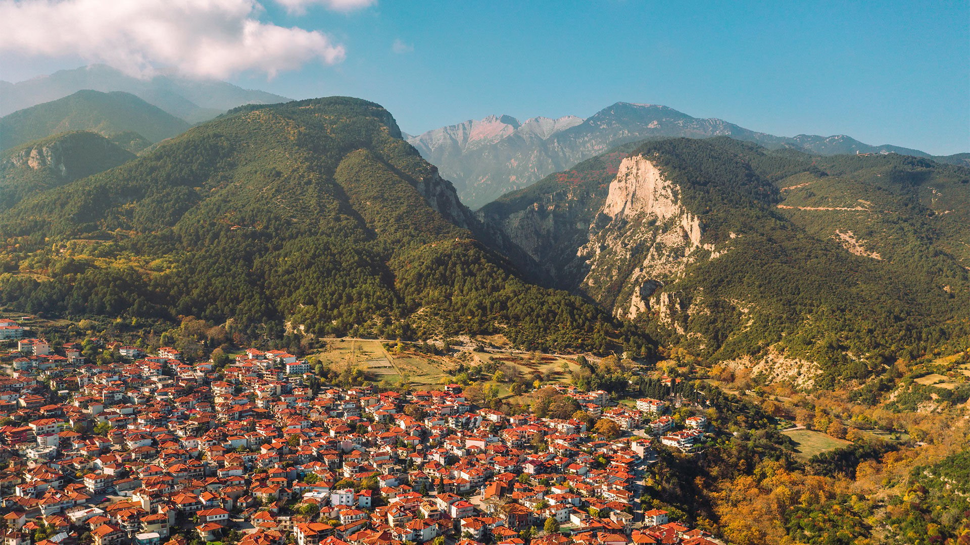 Aerial view of Litochoro village