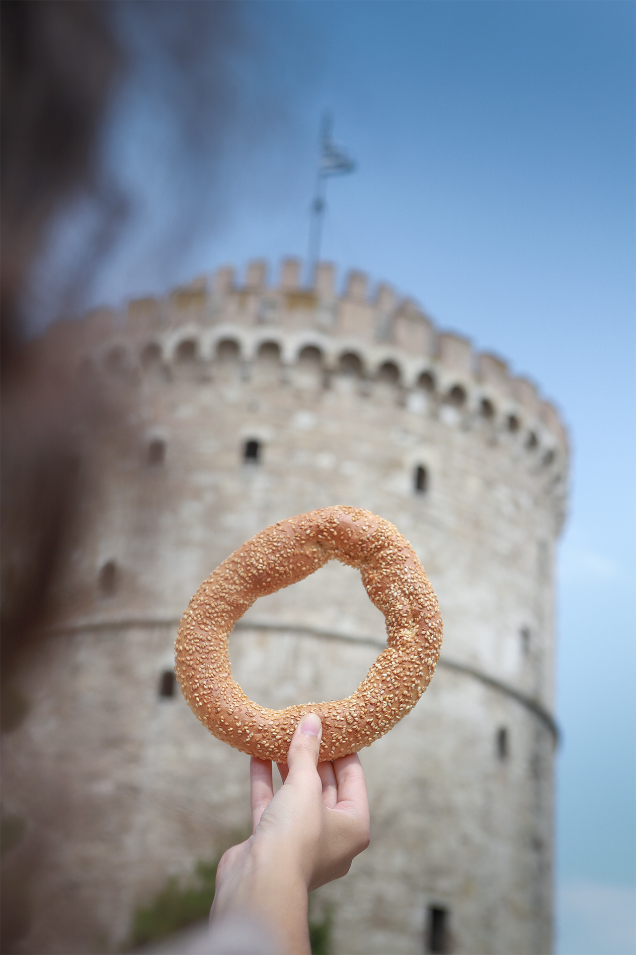 Koulouri, the sesame seed-crusted bread rings are popular all over the country, but they originated here in Thessaloniki
