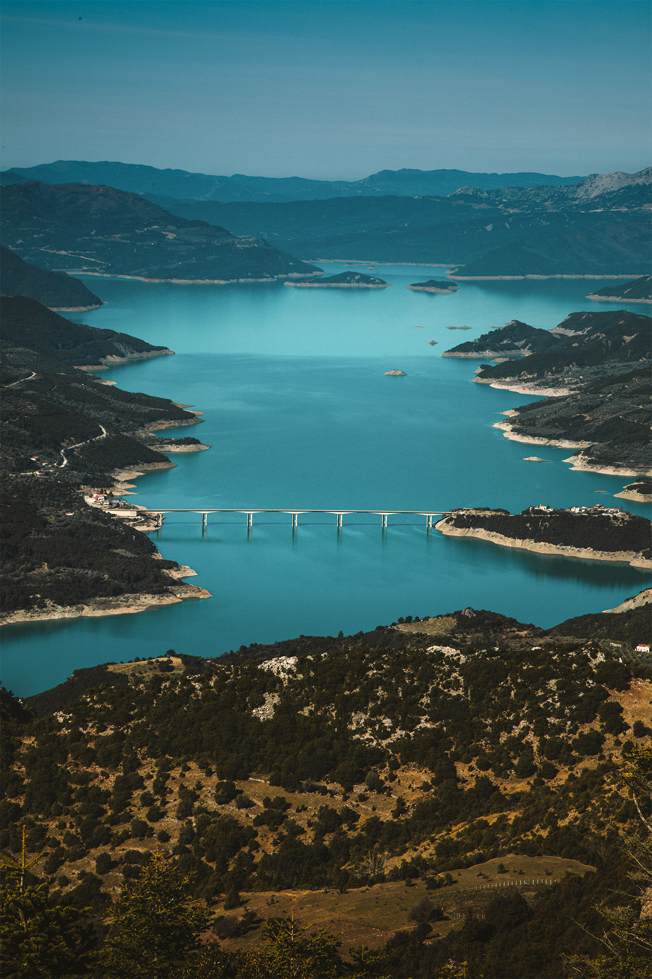 Tatarnas bridge that connects Aitolokarnania with Evritania and crosses this man made lake