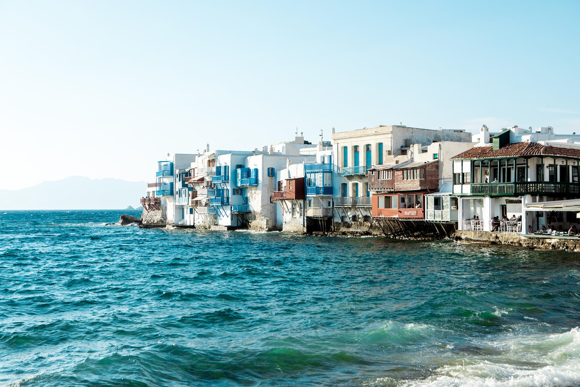 View of instagrammable Little Venice in Mykonos