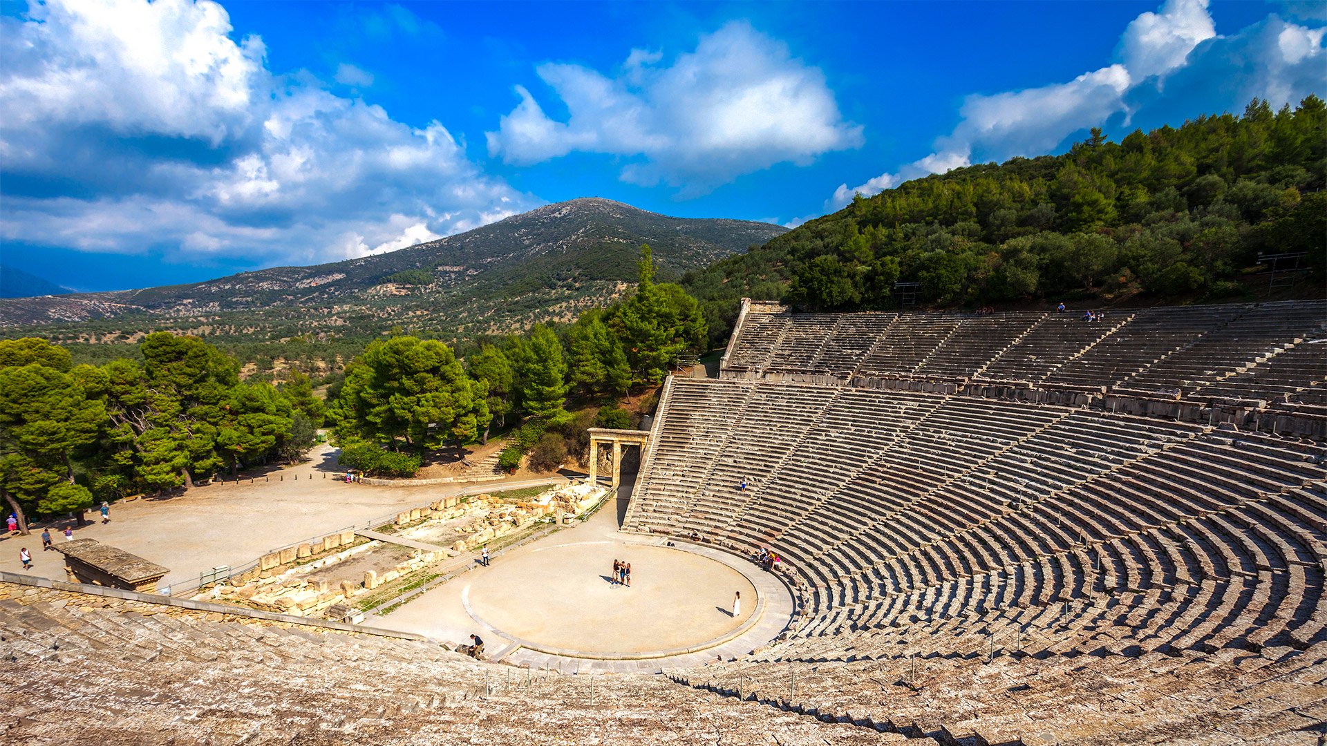 The Epidaurus Ancient Theater built on the Cynortion Mountains