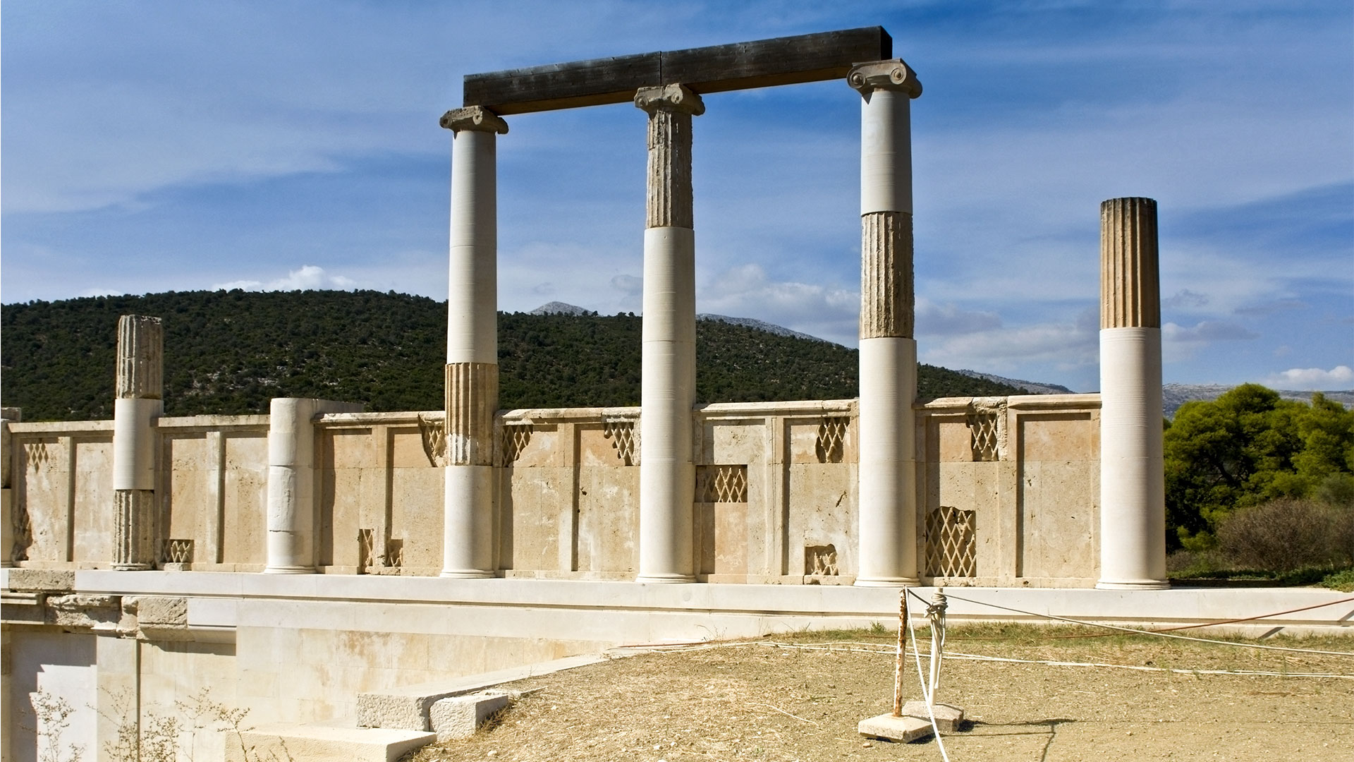 The Temple of Asclepius and Avaton at Ancient Epidaurus in Peloponnese
