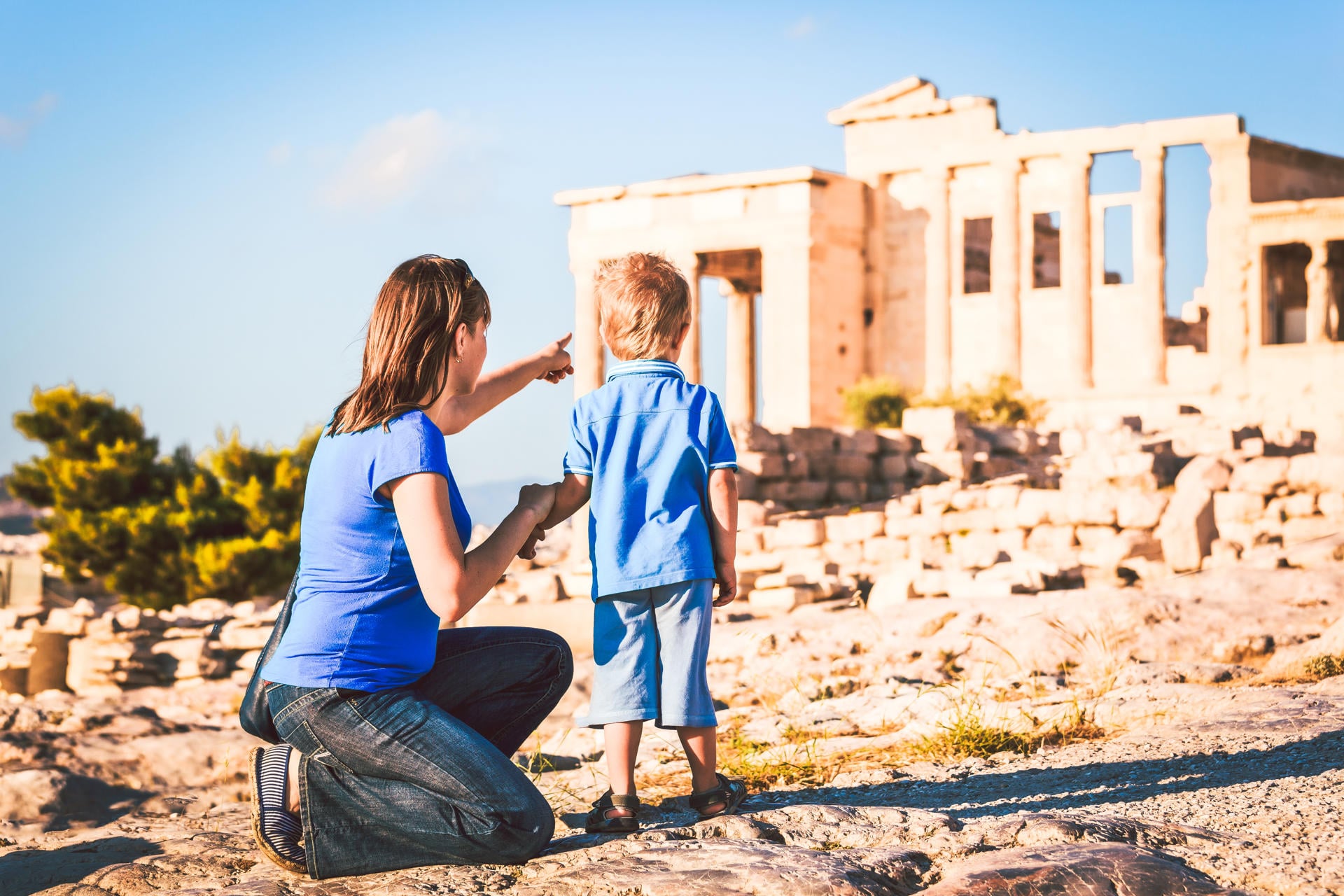 Family time at the Acropolis of Athens