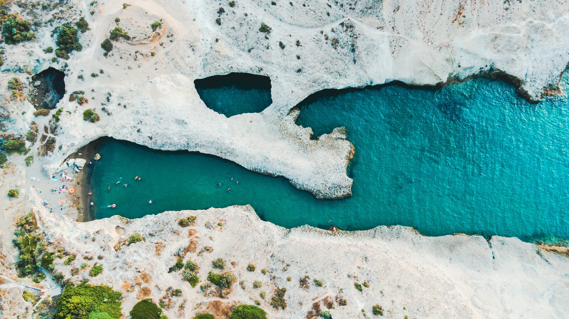 Sarakiniko, an extraordinary scene of chalk-white rock, smoothed and shaped by time