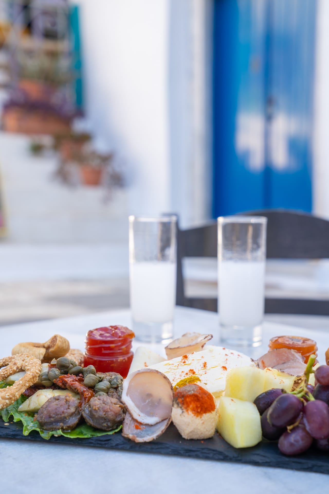 Ouzo and meze in Pyrgos village