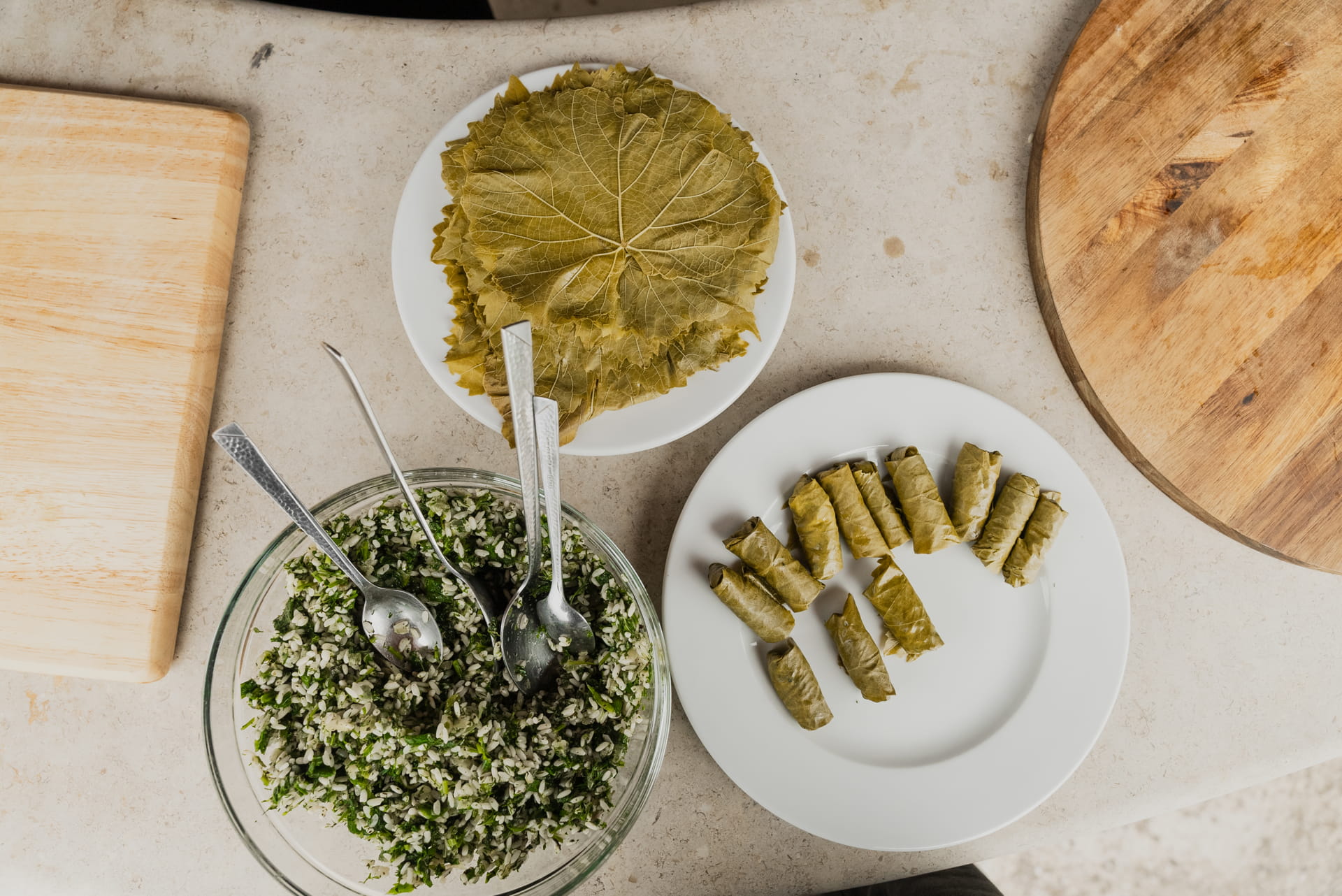 A dolmades (stuffed vine leaves) cookery lesson in Halkidiki
