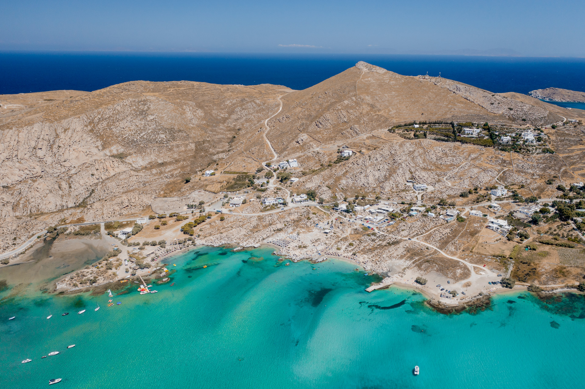 An aerial view of Kolympithres beach in Paros