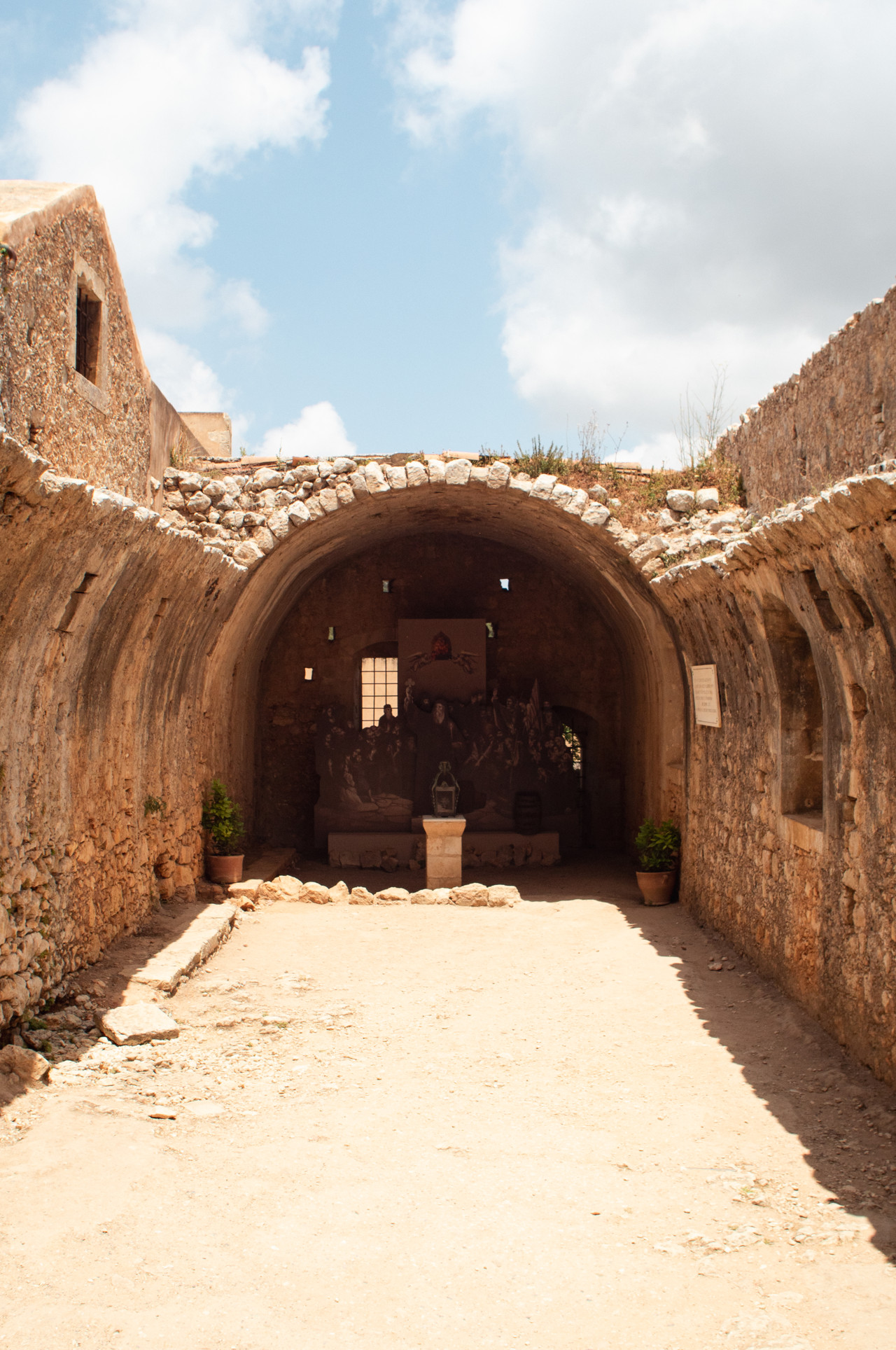 The domed Gunpowder Depot of Arkadi Monastery was destroyed by an explosion in 1866