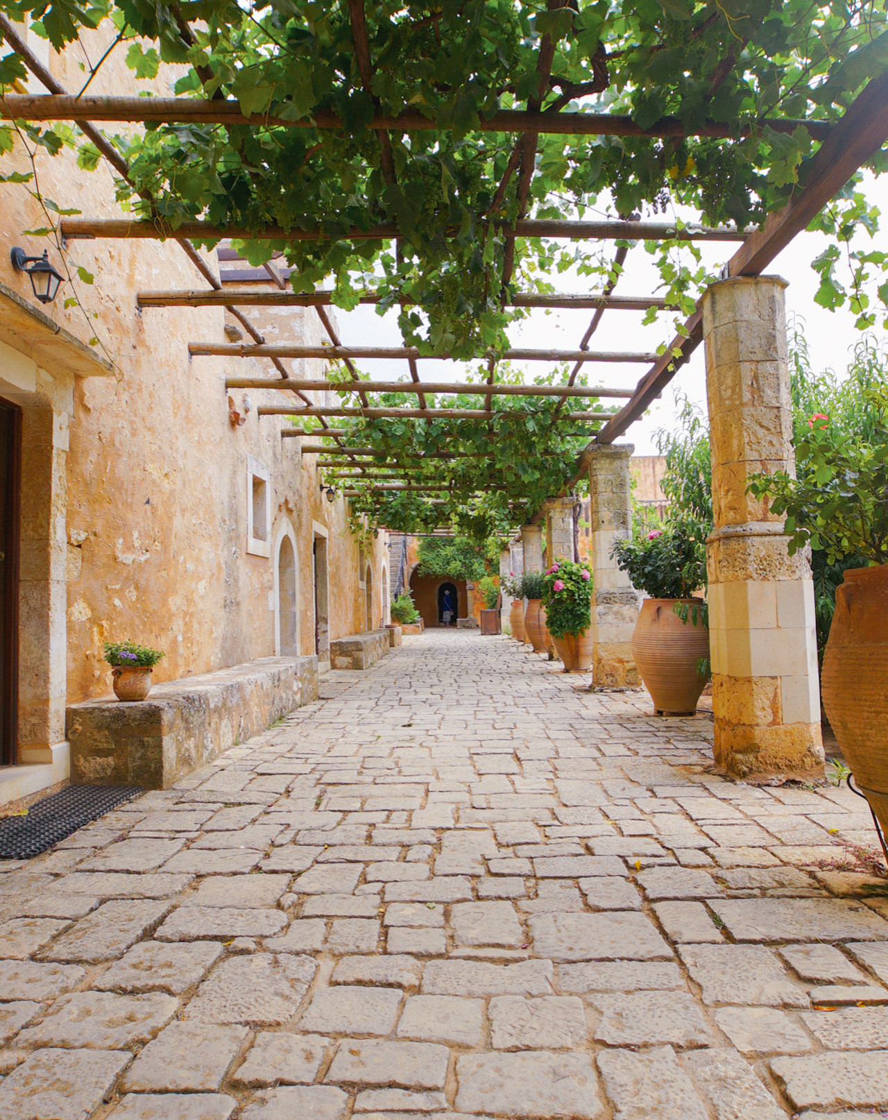 A paved courtyard in Crete’s Arkadi Monastery