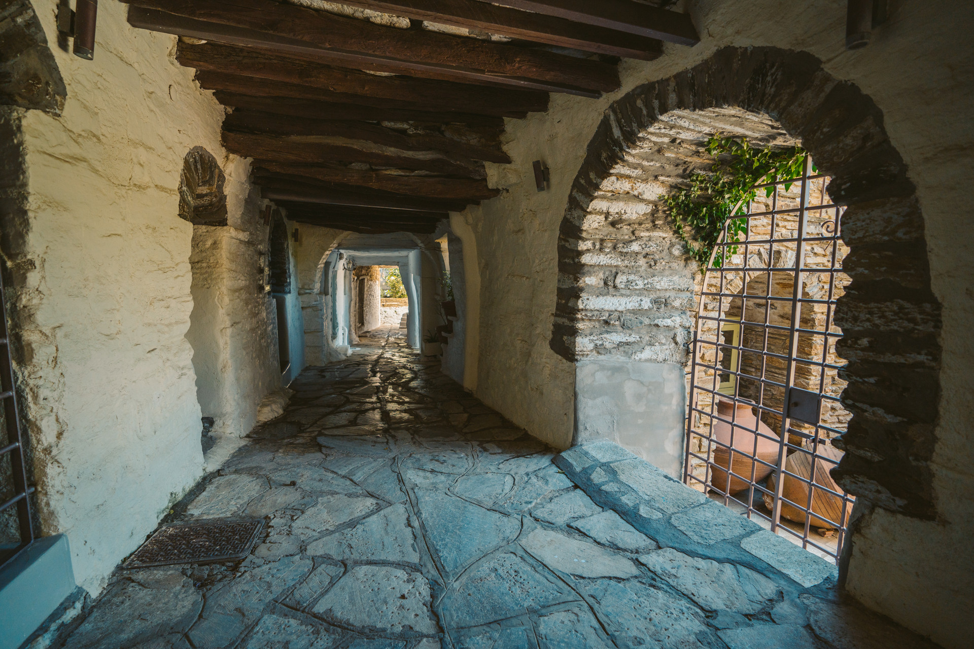 The Venetian arches and arcades of Dio Choria make it different to other villages in Tinos