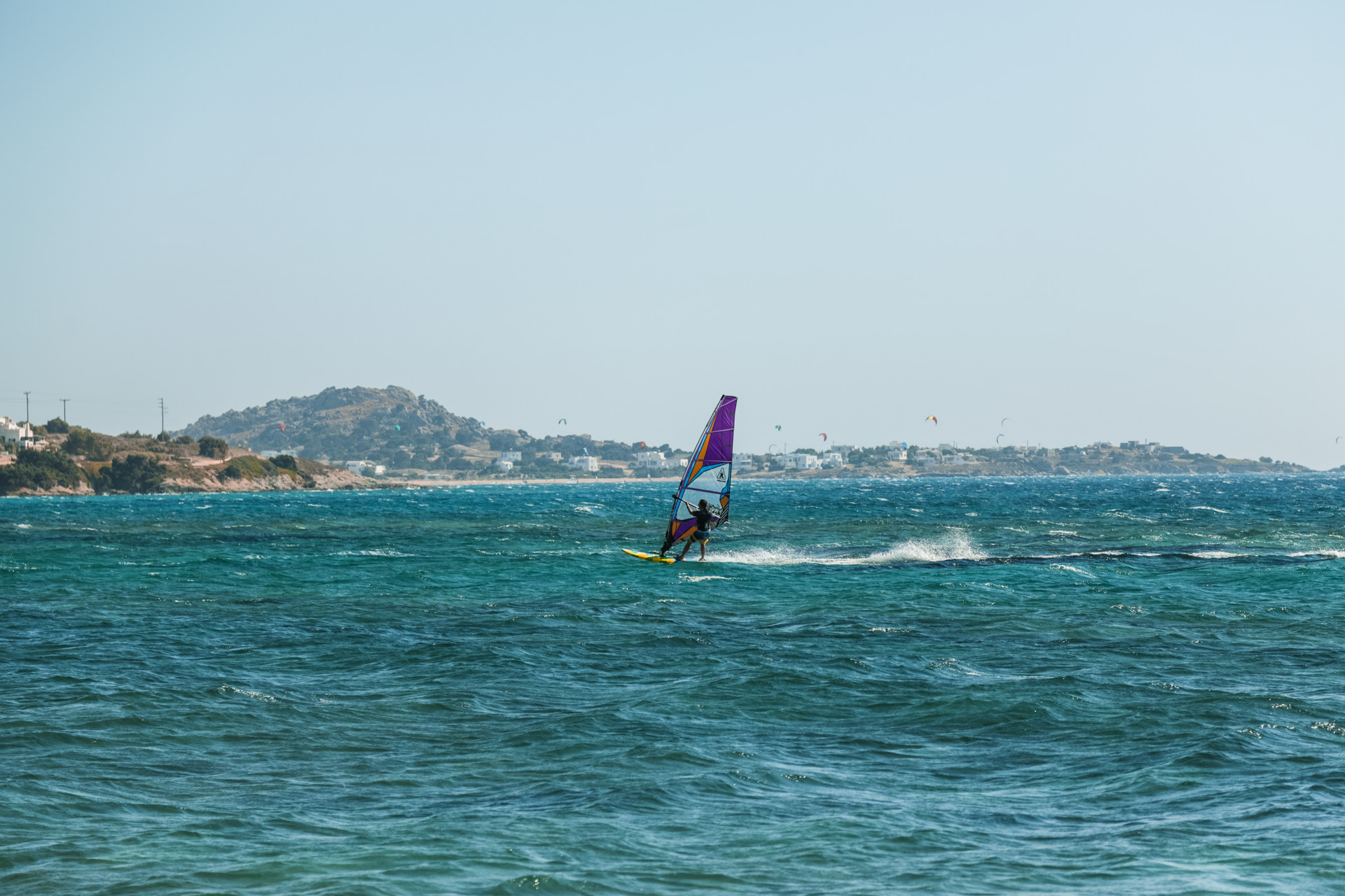 Windsurfing at Plaka beach in Naxos