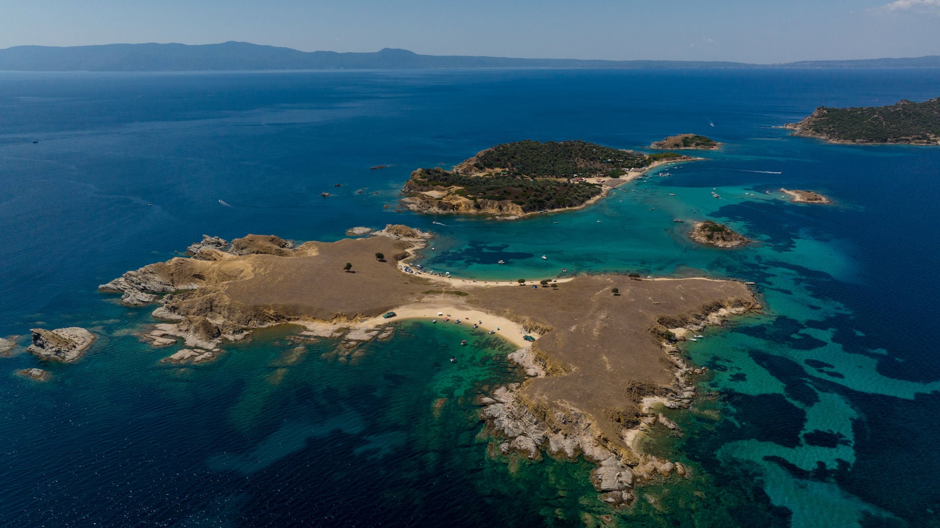 Aerial view of Diaporos island