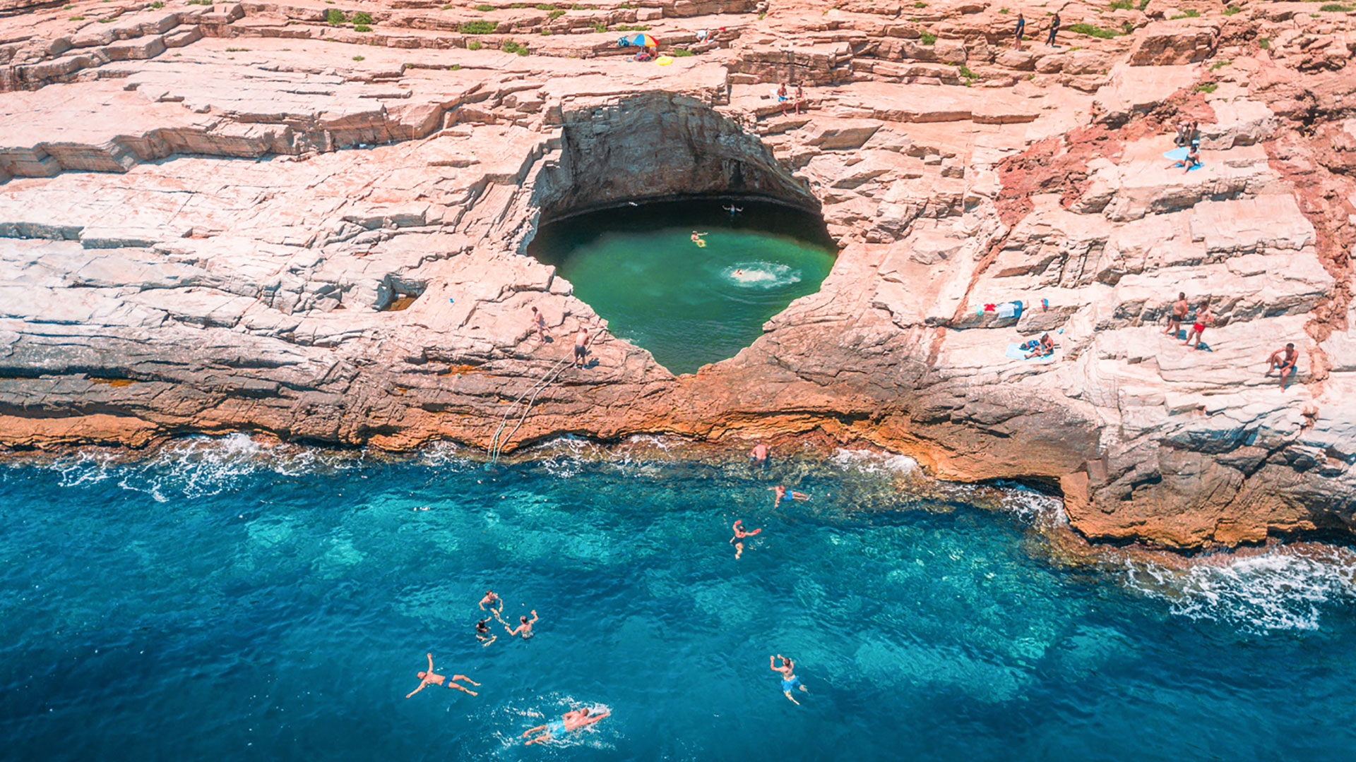 Giola laggon the natural pool carved into the rock by the sea in Thassos