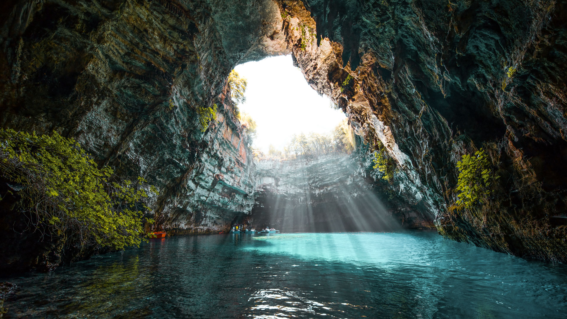 The 50 shades of turquoise in the underground Lake Melissani are mesmerising