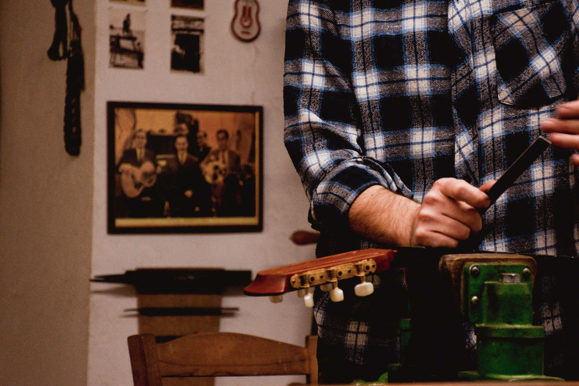 Panagiotis Toulikas' musical workshop in Exarhia 