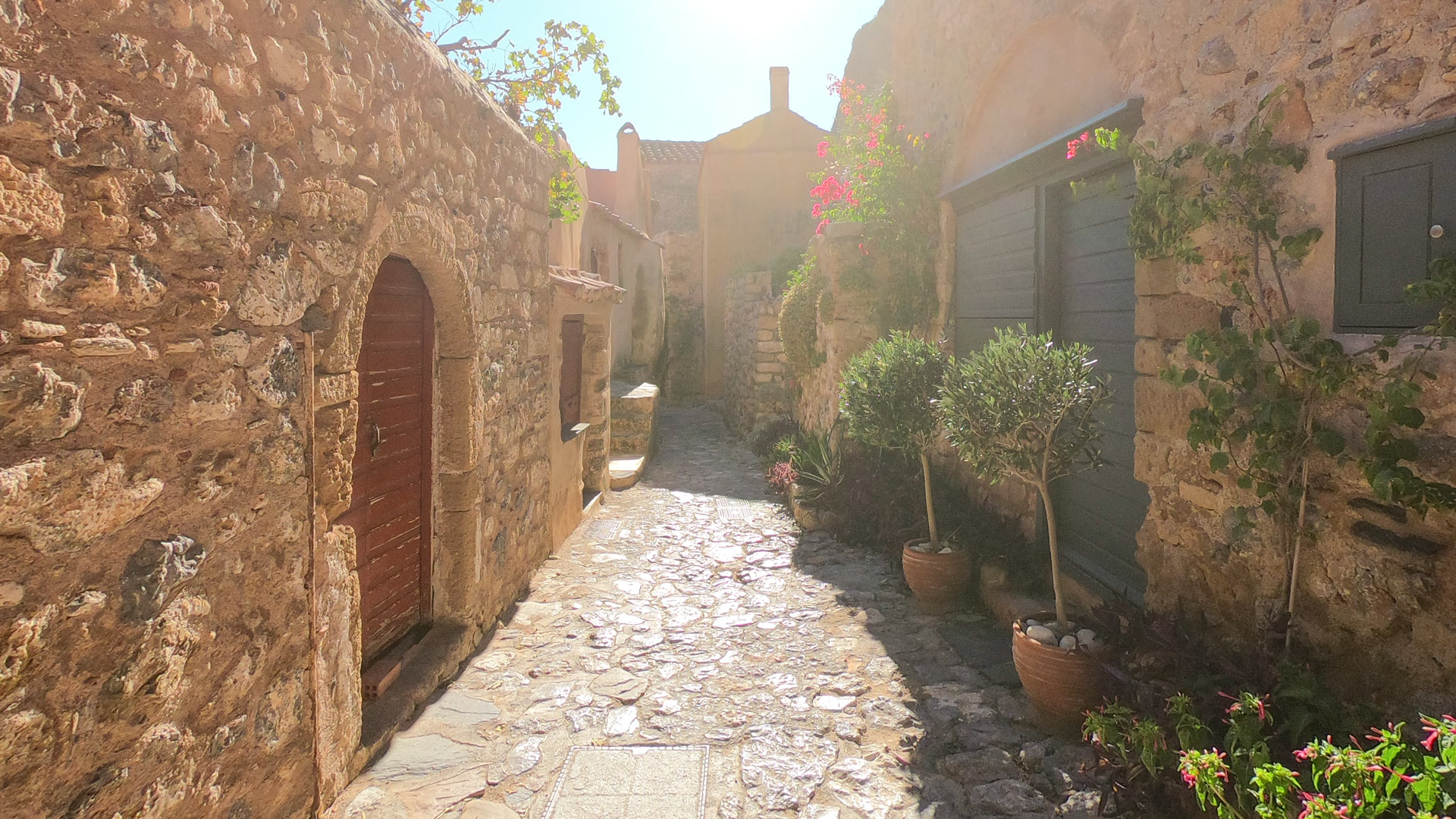 Cobblestone street in the Lower Town of Monemvasia