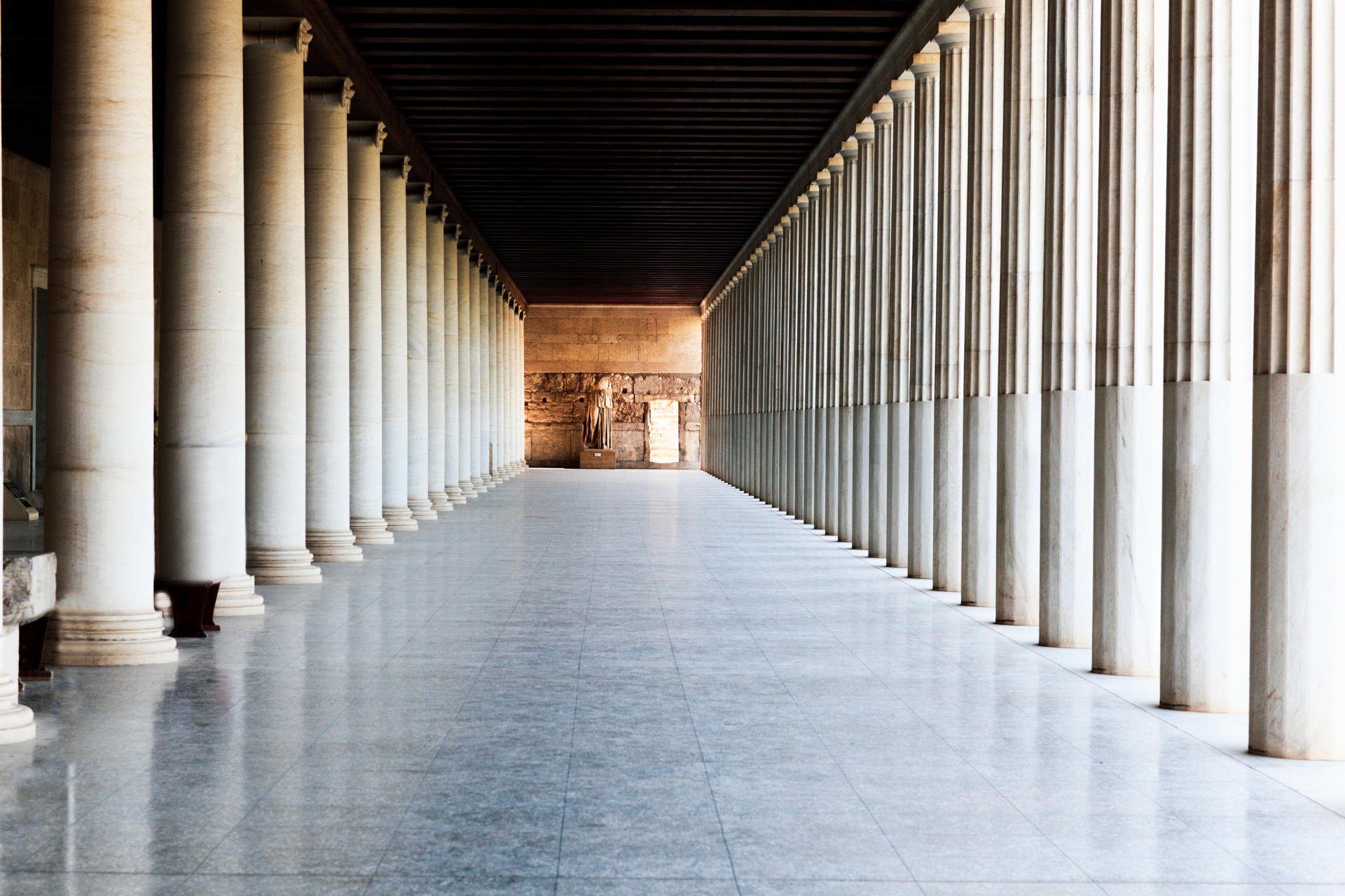 Column arcade of museum, Ancient Agora, Athens, Greece